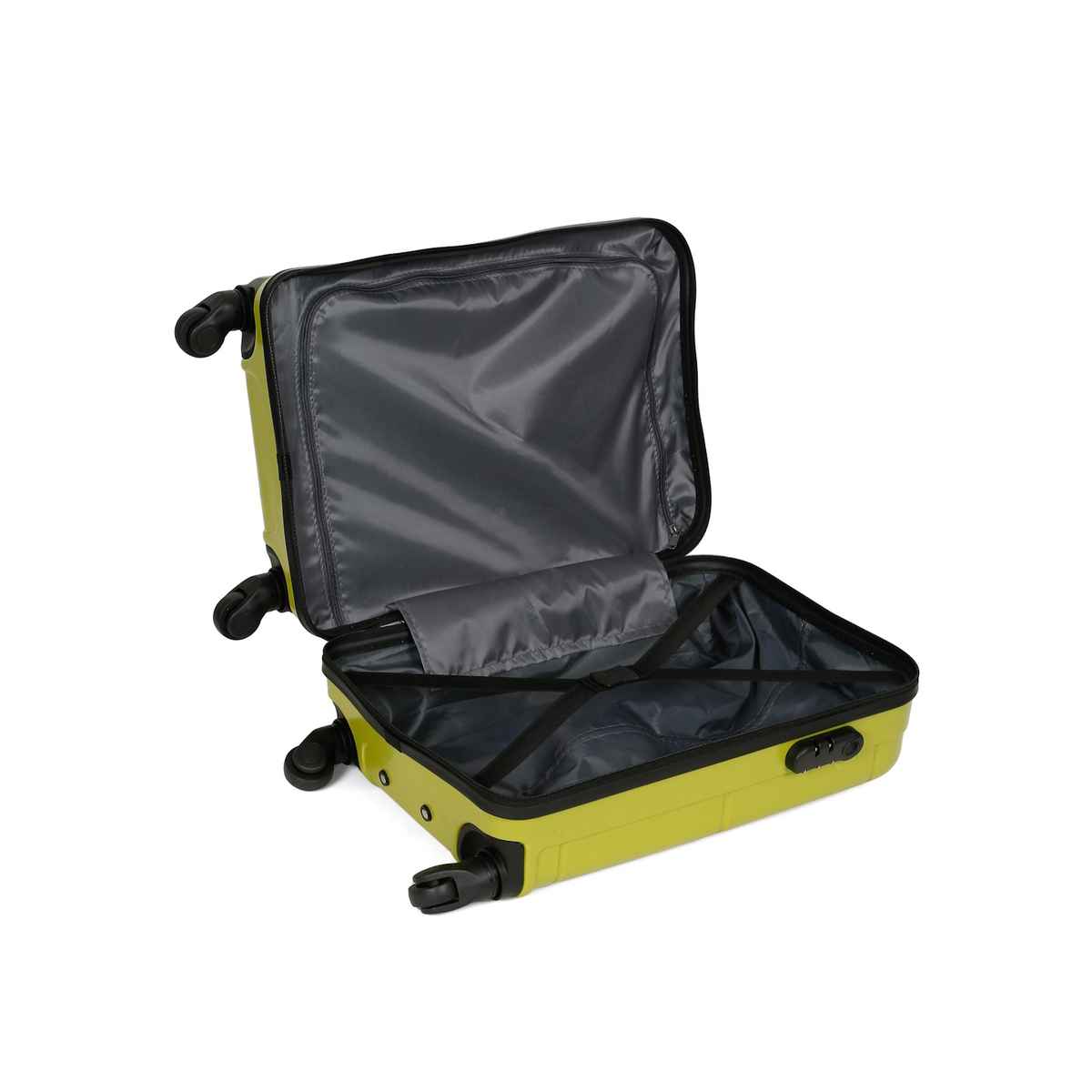 Teakwood Textured PP 32.2 L Retractable Hard Luggage Trolley Bag | Avacado Green - 55 cm