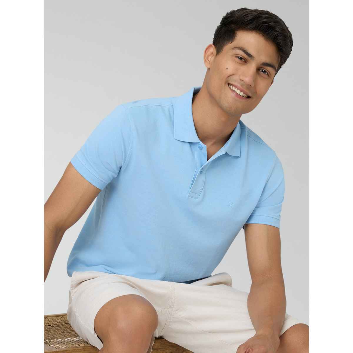 XYXX Nova Polo T-shirt - Sky Blue | Super Combed Cotton | L