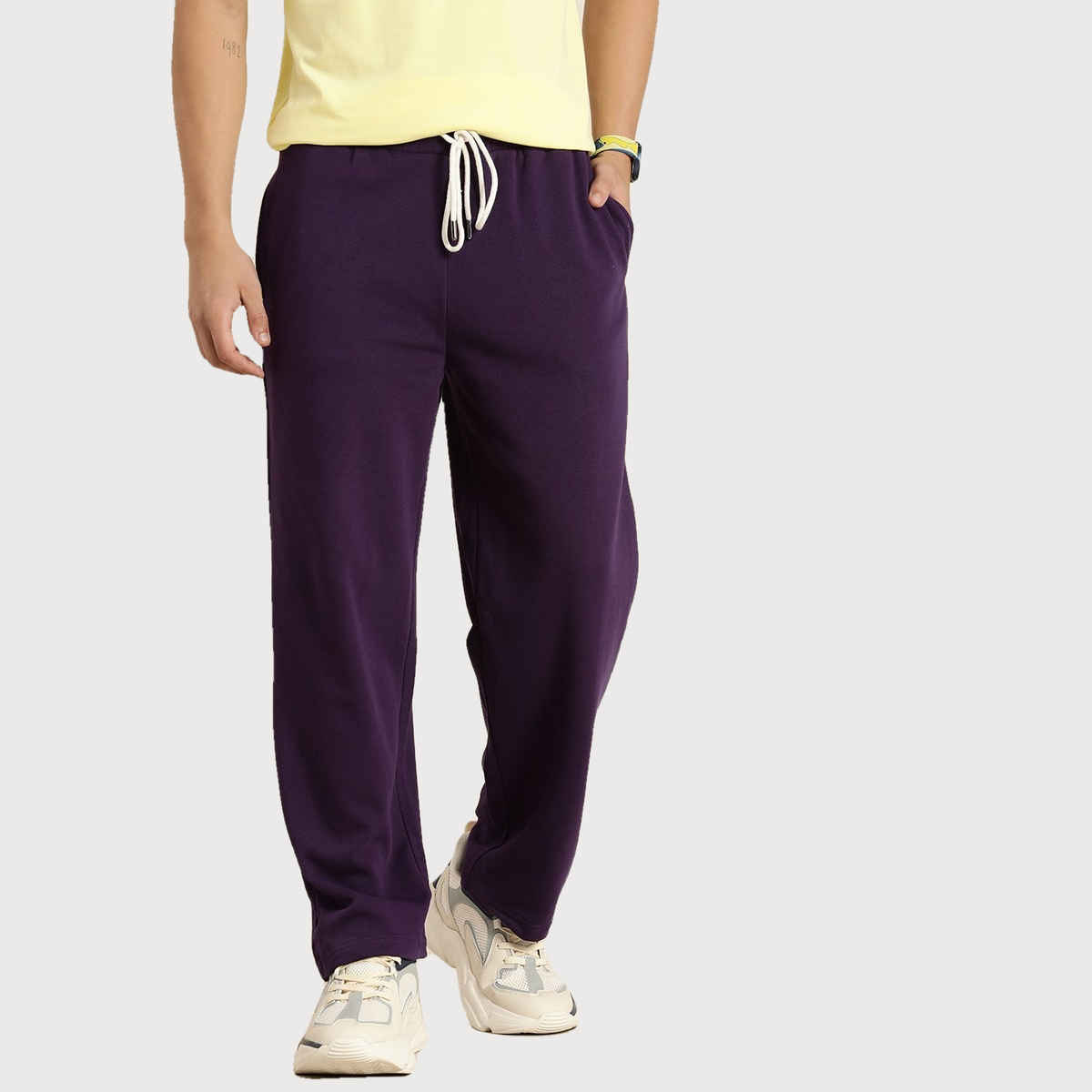Dillinger Men's Lightweight Relaxed Fit Baggy Knitted Track Pants | Purple - XL