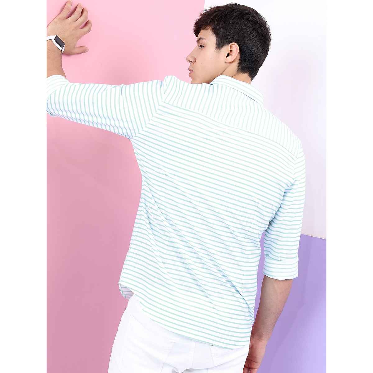 Highlander Mens Striped Casual Slim Fit Shirt | Multicolor | XL