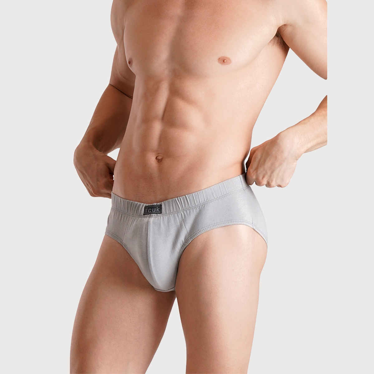 Fcuk Play Preston | Men s Briefs Pack of 2 | Ultimate Gray | Orange | M