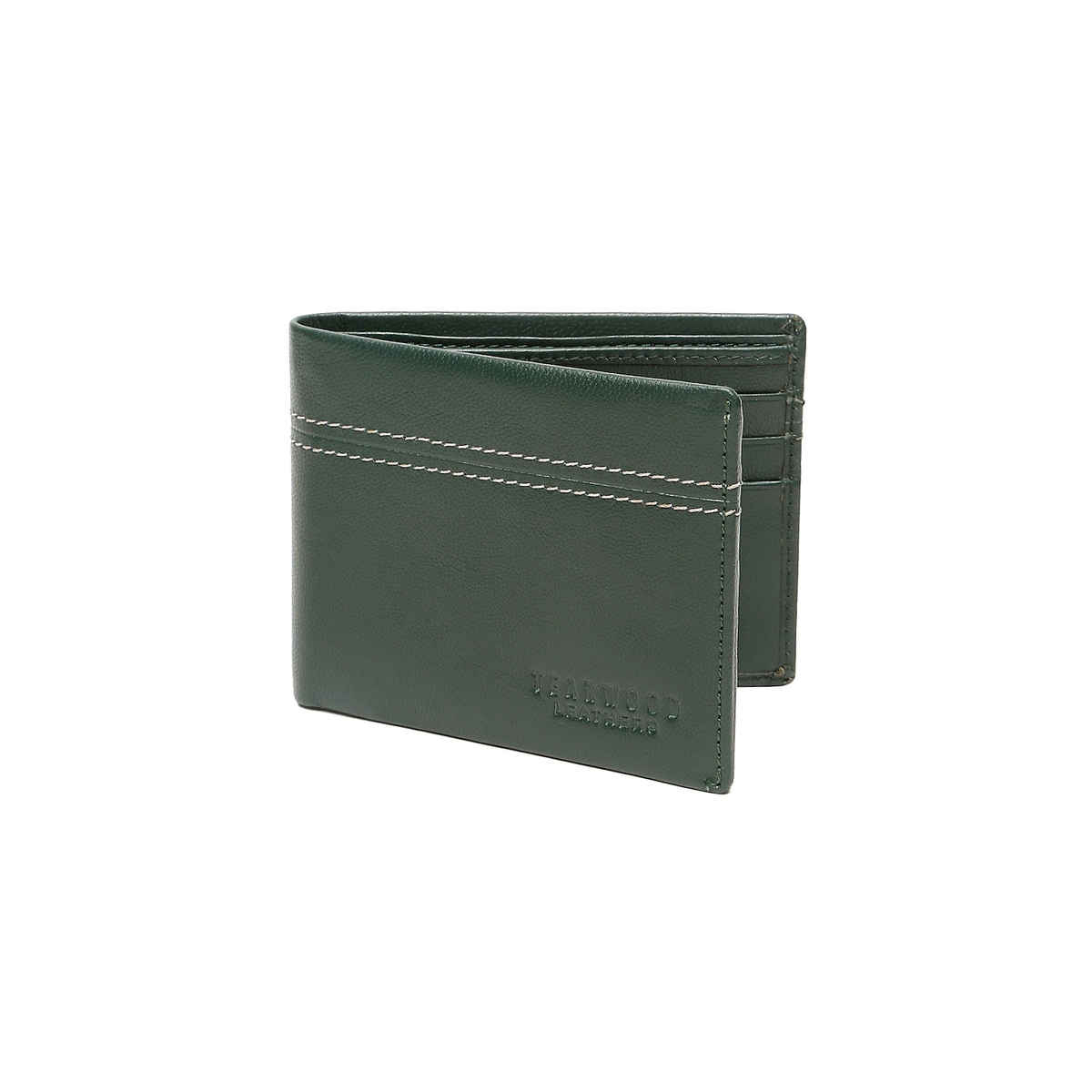 Teakwood Men's Solid Genuine Leather Bi-Fold Wallet | Green - One Size