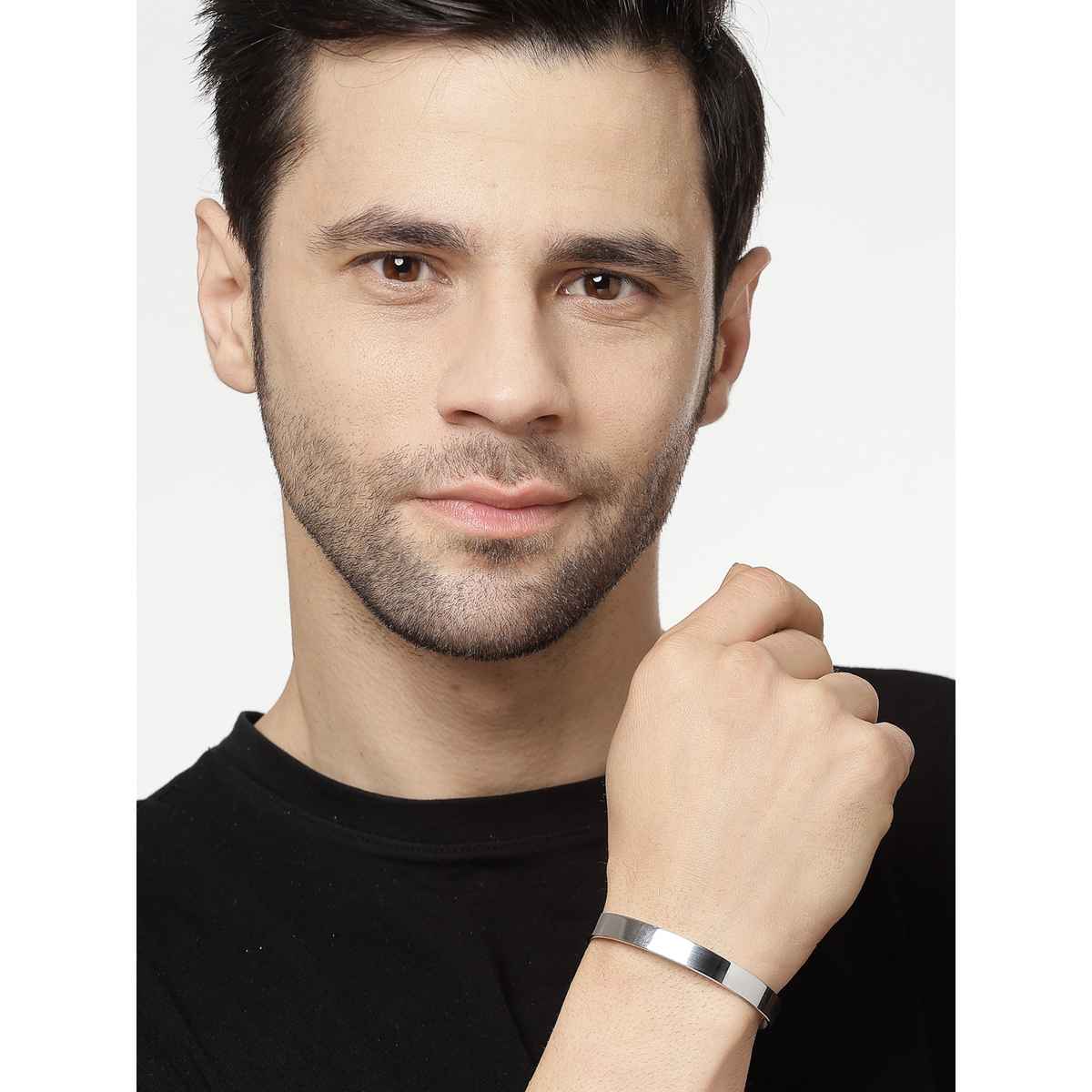 NVR Men's Silver Stainless Steel Cuff Bracelet | NVR2368