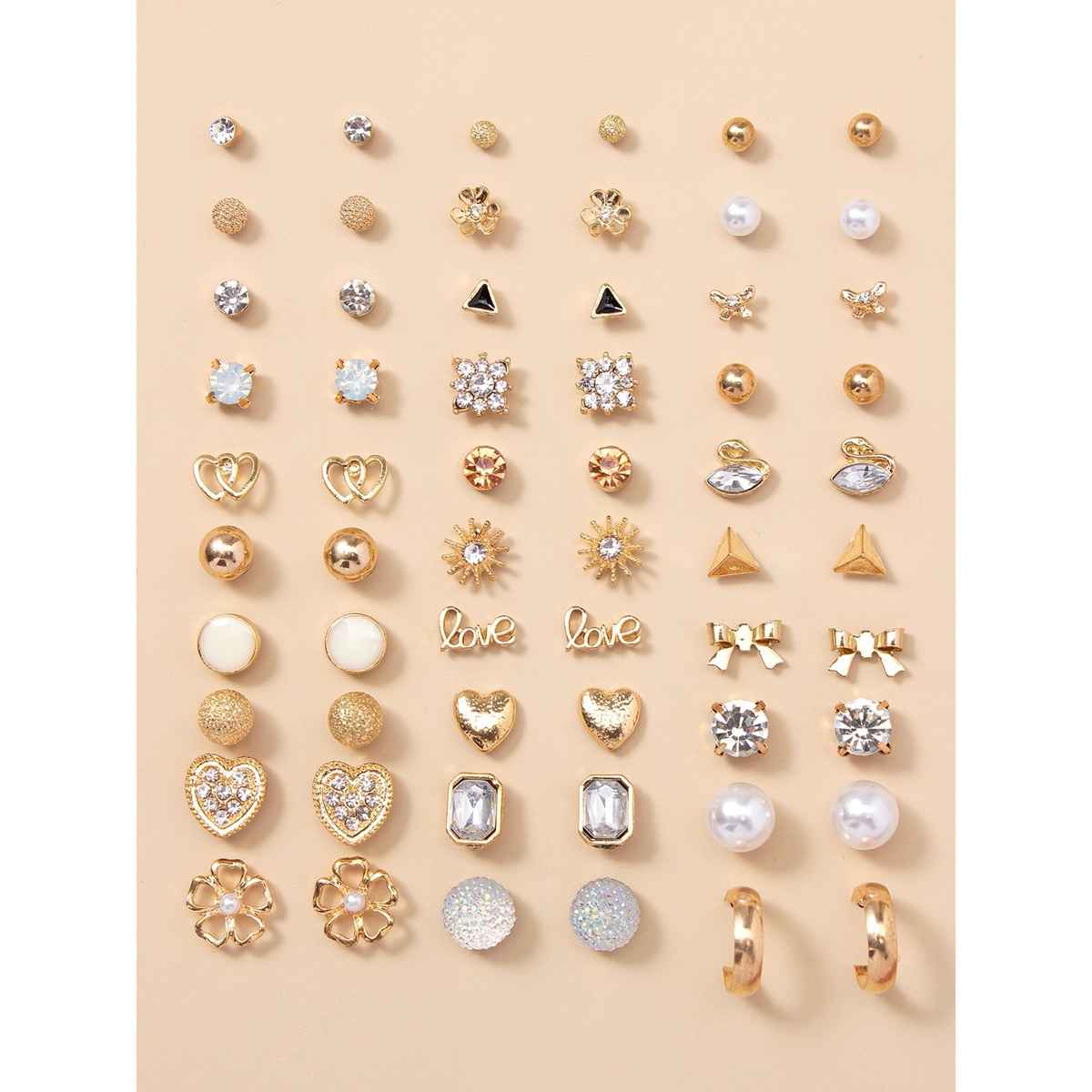Shining Diva Fashion 30 Pairs Combo Set Stylish Crystal Pearl Earrings for Women and Girls 14784er