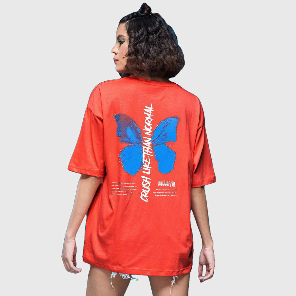 Smartees Women's Oversize Printed T-shirt | WW - 2029 | Orange - M
