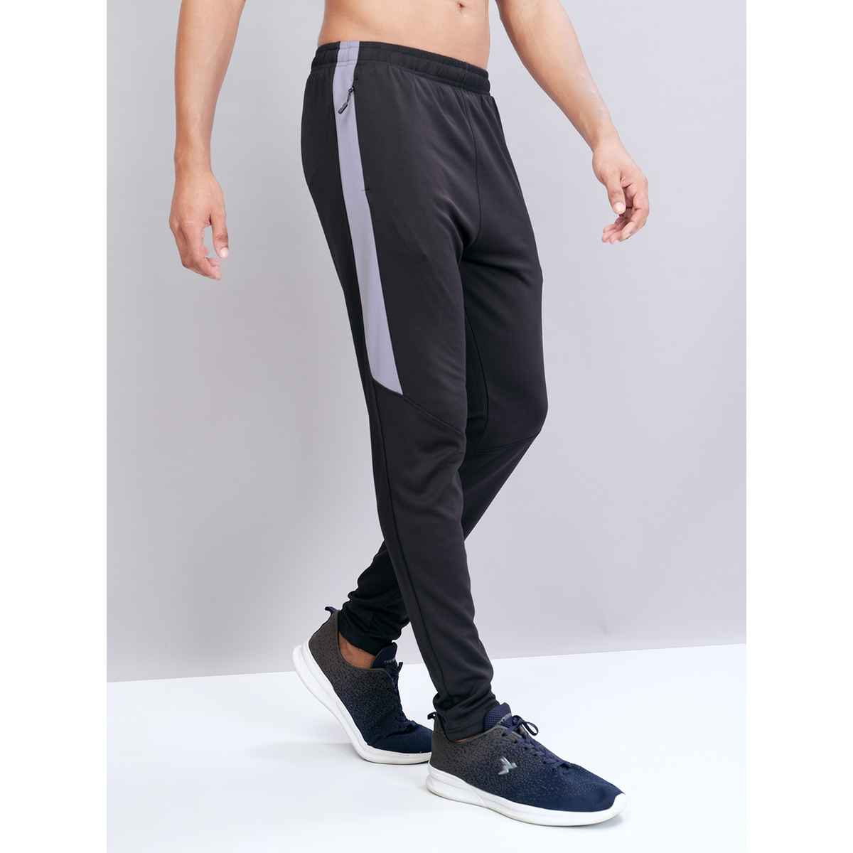 Technosport Men Poly Solid Slim Fit Sports Trackpants with TECHNO DRY | Black | XXL