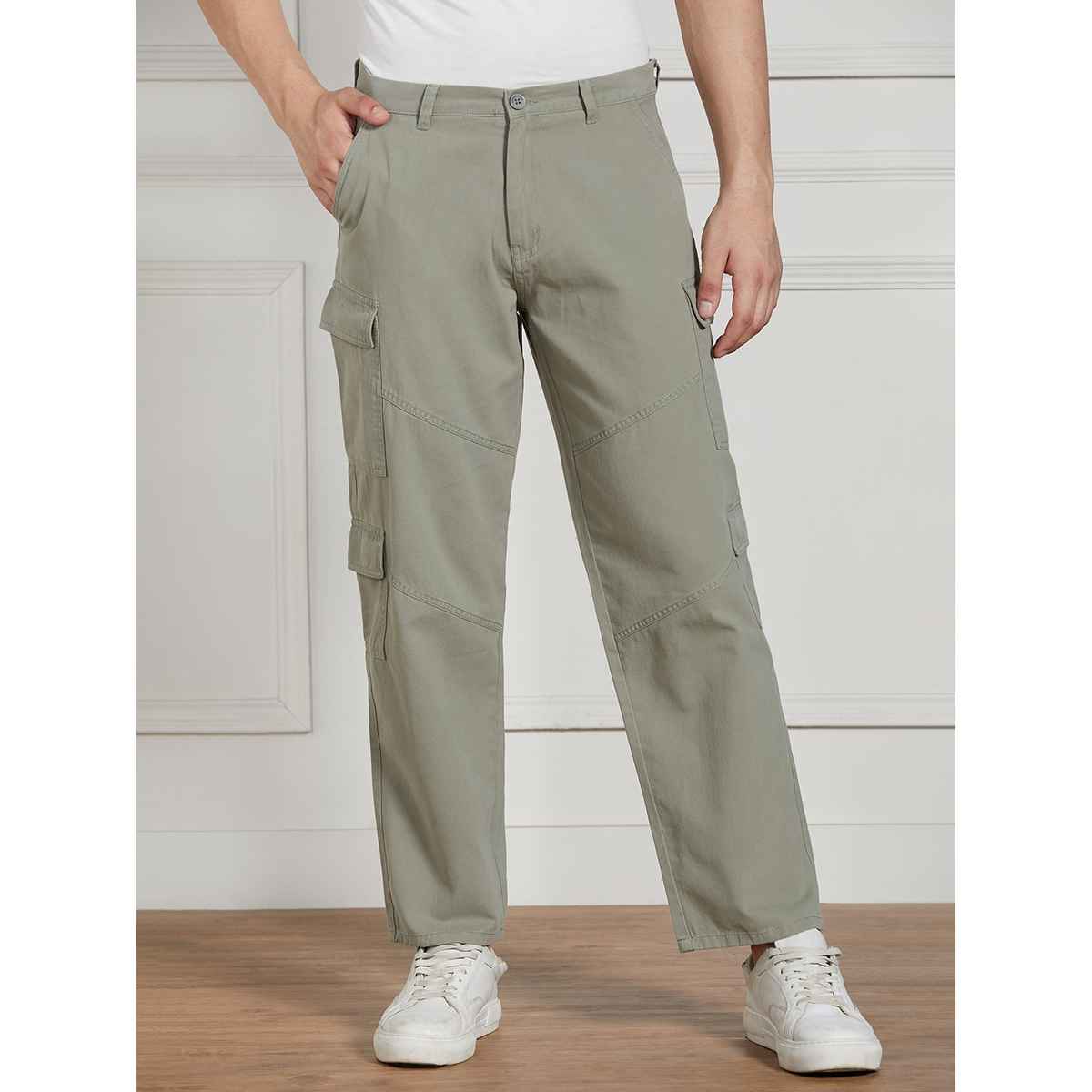 Dennis Lingo Men's Loose Fit Cargos Trousers | DLMCTS24006 SG-32 | Sage Green - 32