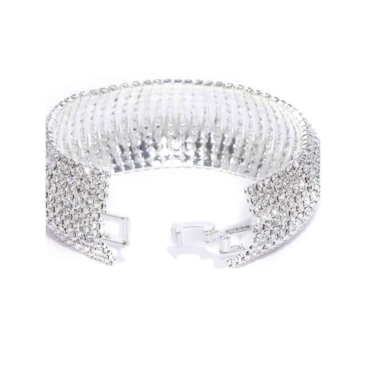 YouBella Silver Plated Stylish Latest Crystal Bracelet Bangle for Girls & Women (YBBN - 91647)