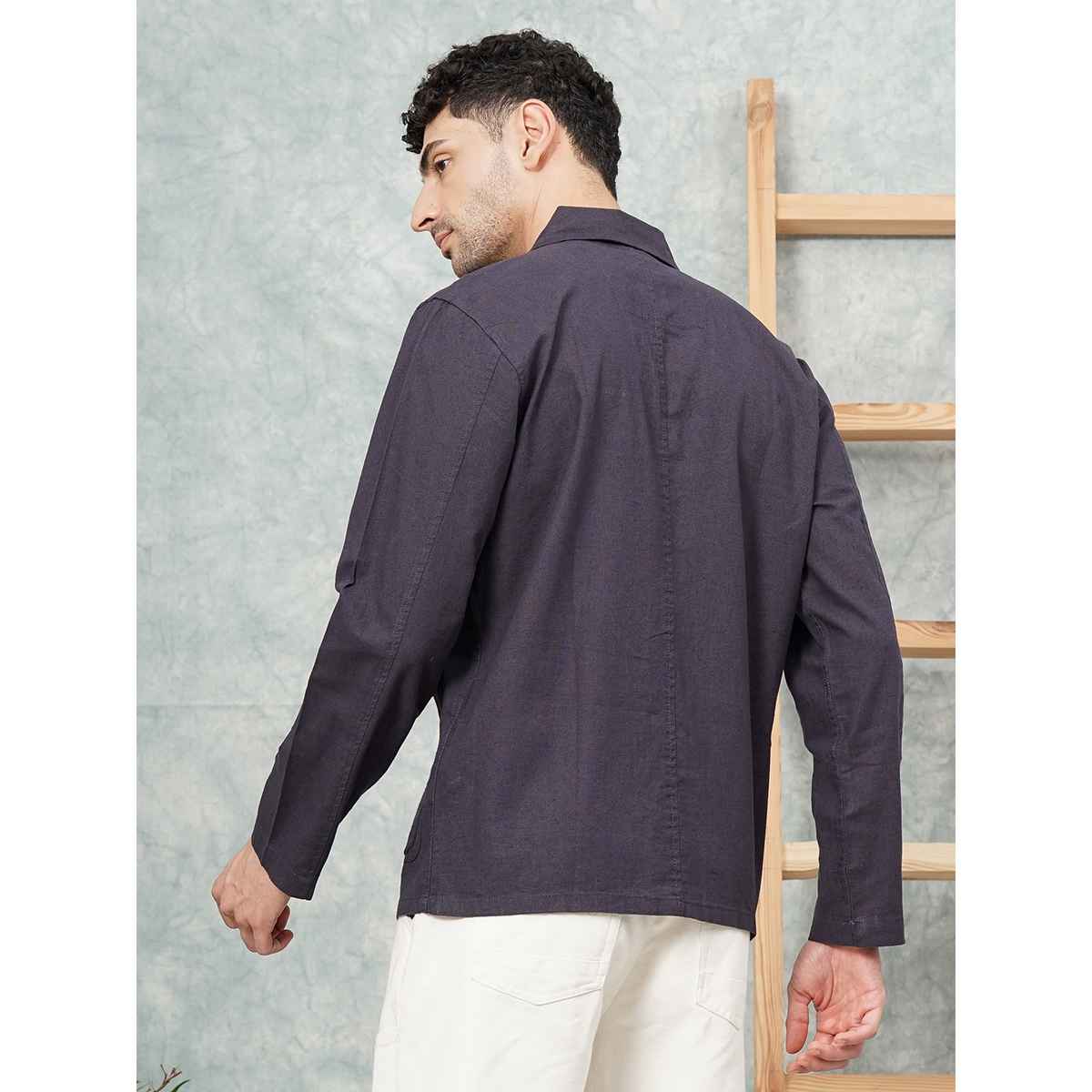 The Indian Garage Co Men's Slim Fit Solid Street Shirt | Grey - M