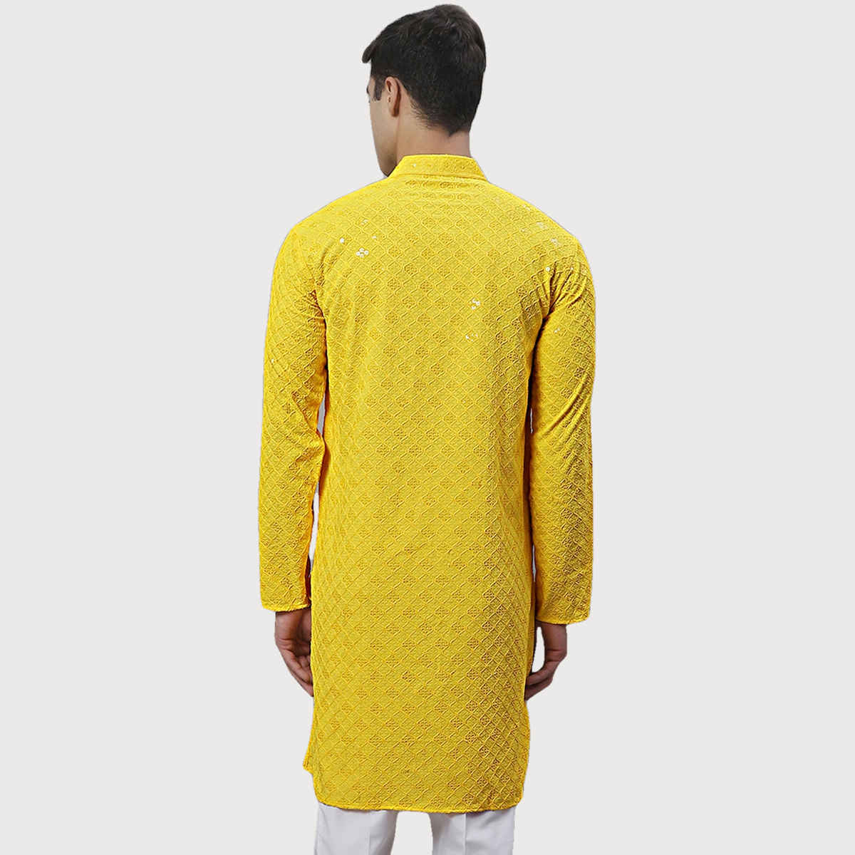 Jompers Embroidered and Sequence Kurtas for Men s | KO 695 Yellow | XL