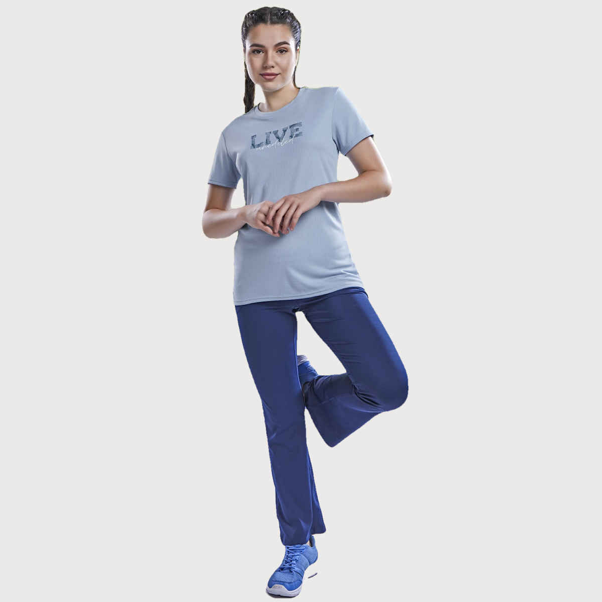 Technosport Women's Printed Slim Fit Round Neck Sports T-shirt with TECHNOCOOL+ - Omphalodes L