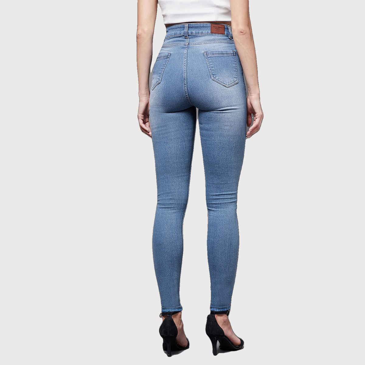 Miss Chase Women s Seashell Nacre Highwaist Denim Pant | Blue | 28