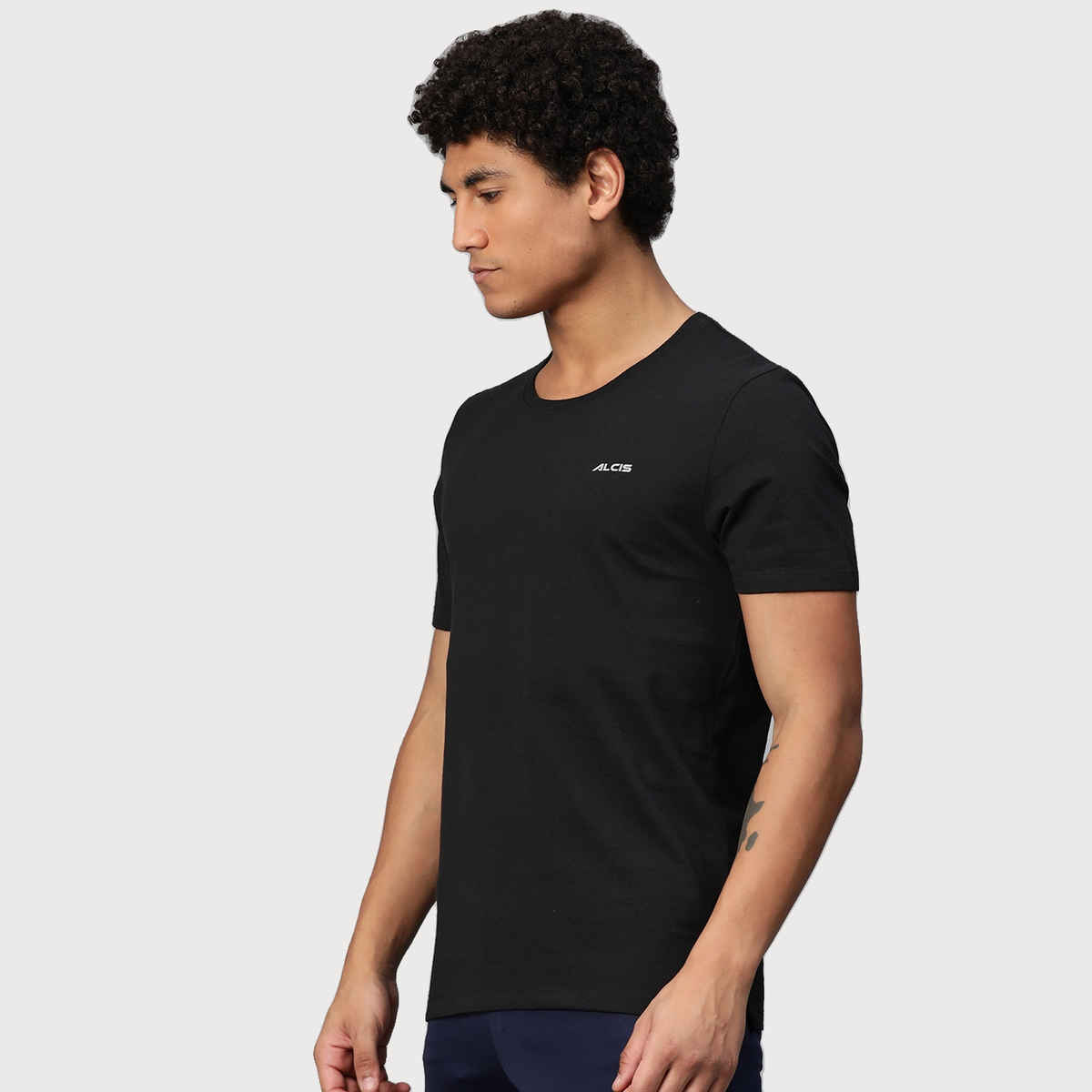 Alcis Men's Round Neck T-shirt | Black - L
