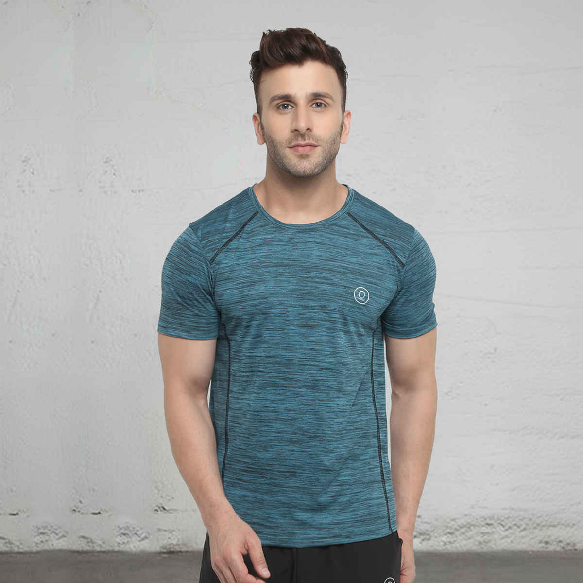 Chkokko Men's Round Neck Regular Fit Half Sleeves Gym T-shirt | Seagreen - L