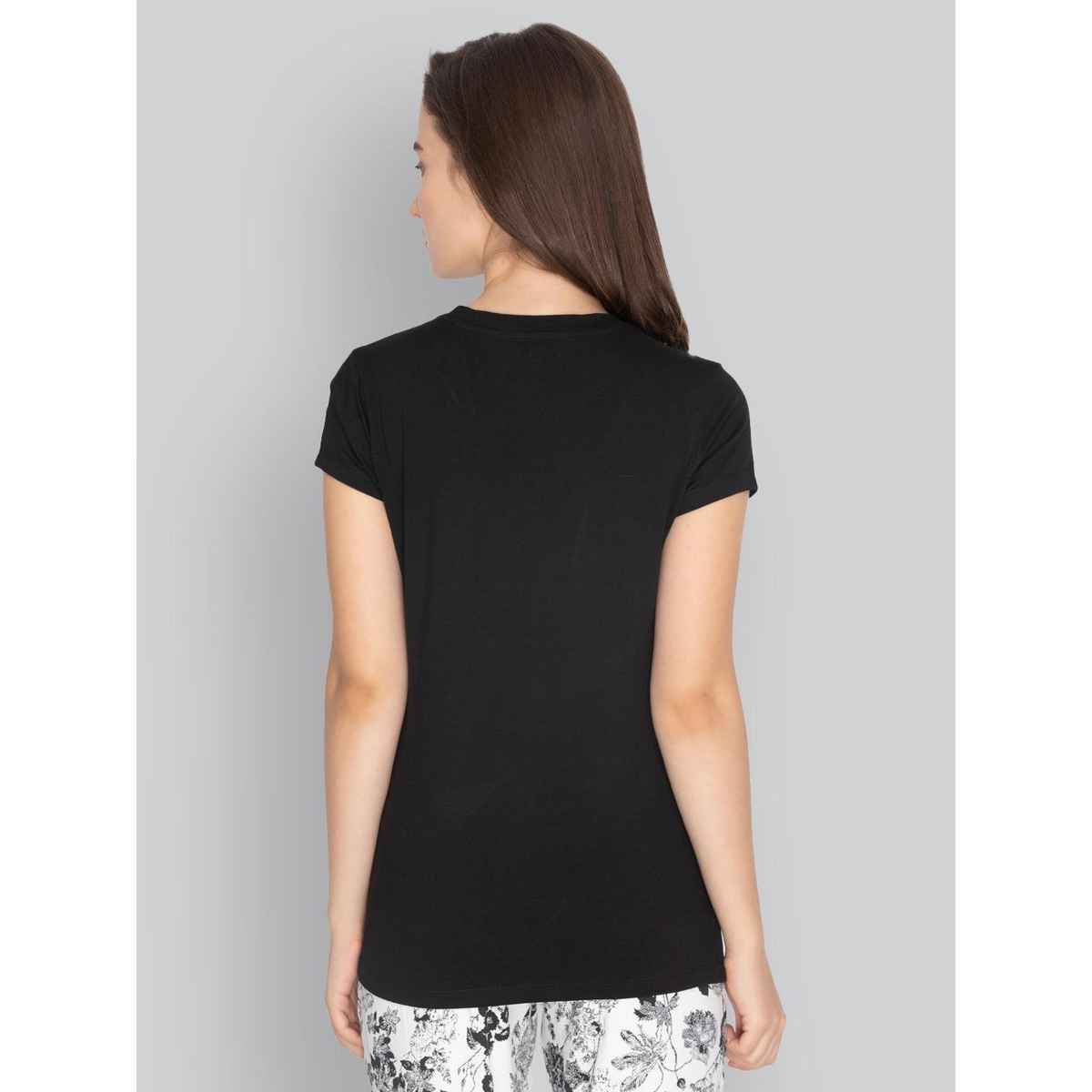 Lyra Women's T-shirt Round Neck Solid | Black - L