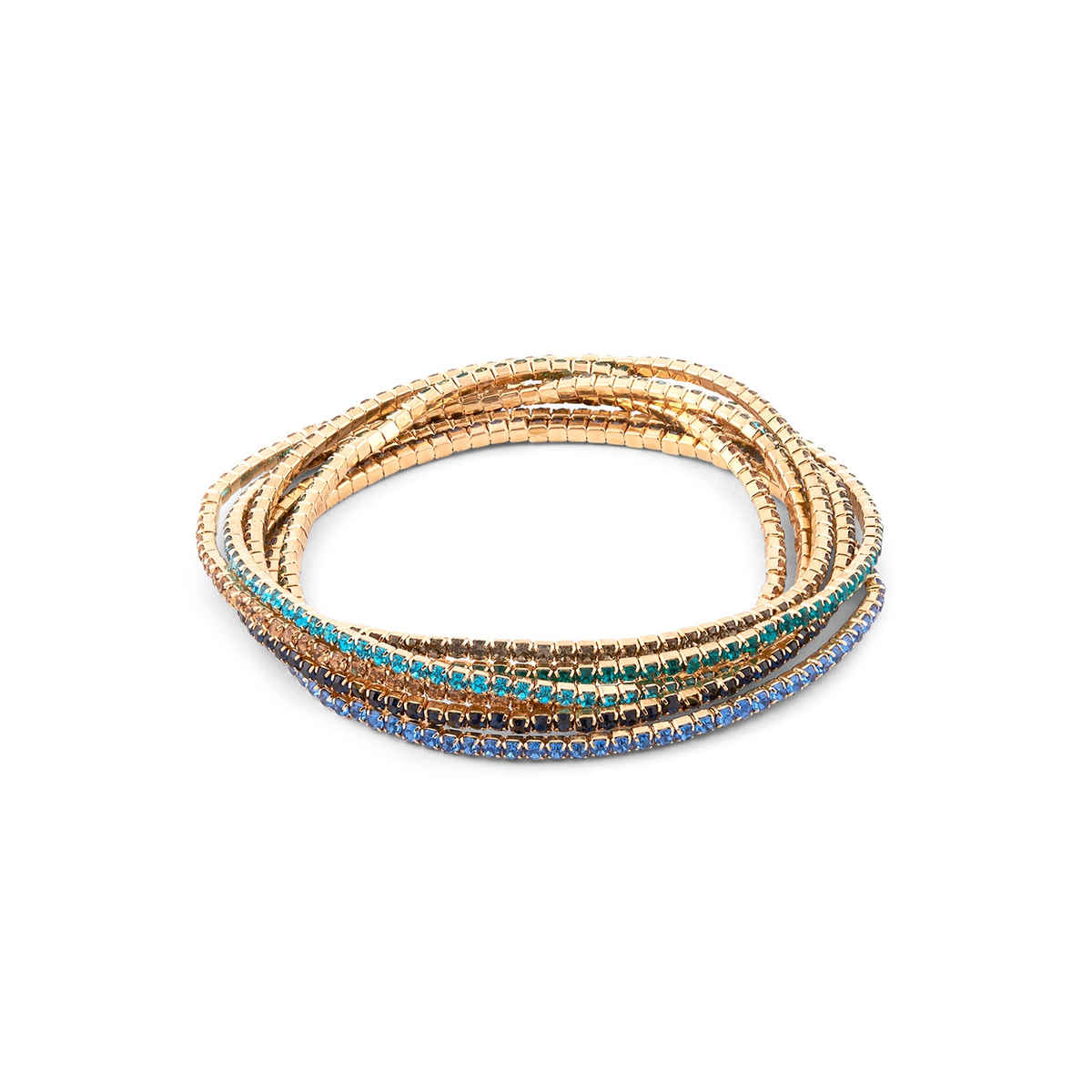 Accessorize London Women's Multi Tiny Cupchain Stretch Bracelet Pack Of 6 - Blue