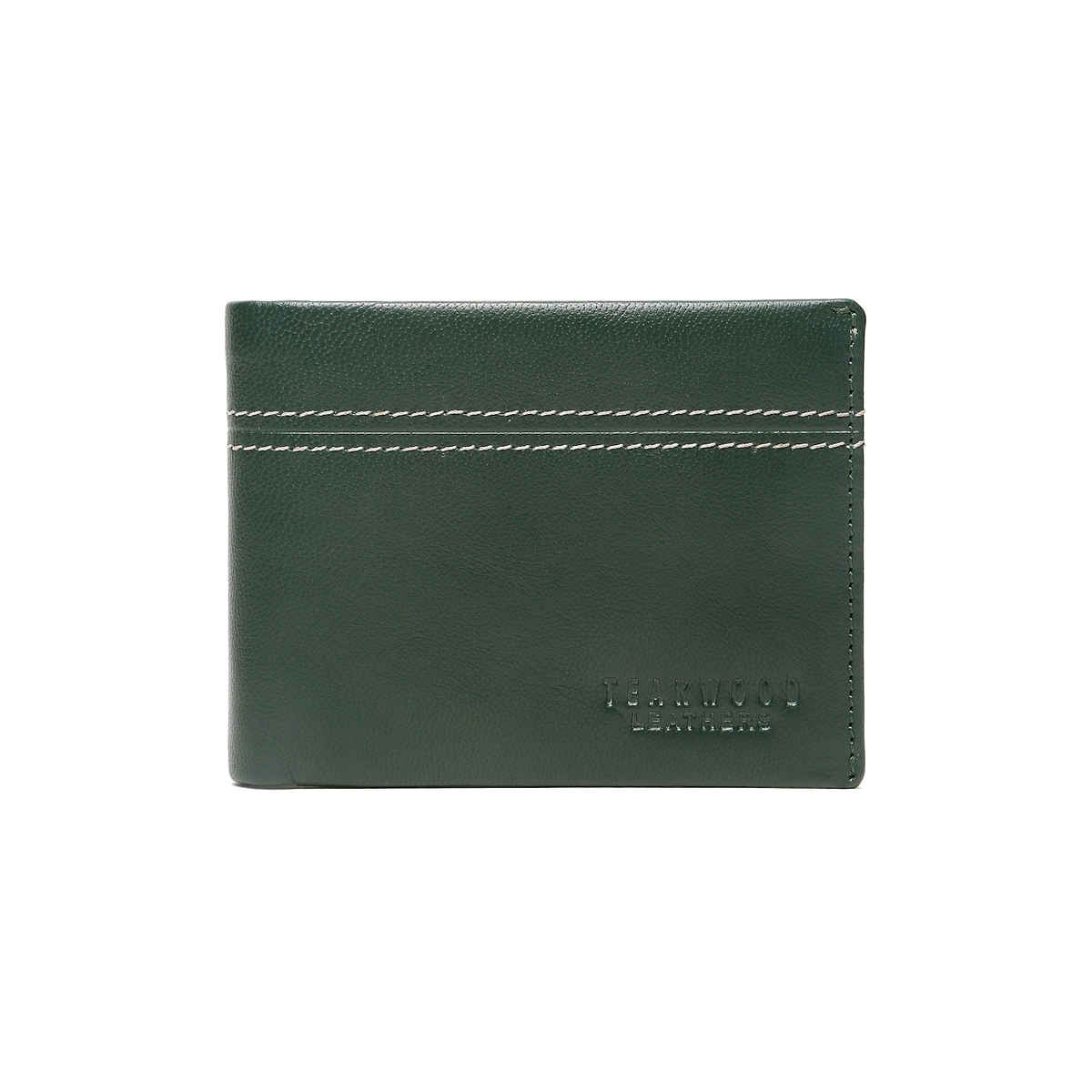 Teakwood Men's Solid Genuine Leather Bi-Fold Wallet | Green - One Size