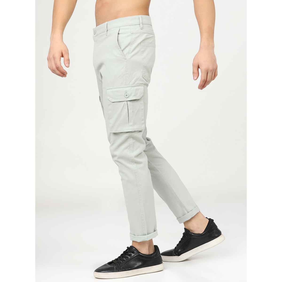 HIGHLANDER Men's Slim Fit Easy Wash Cargos | Mint - 34