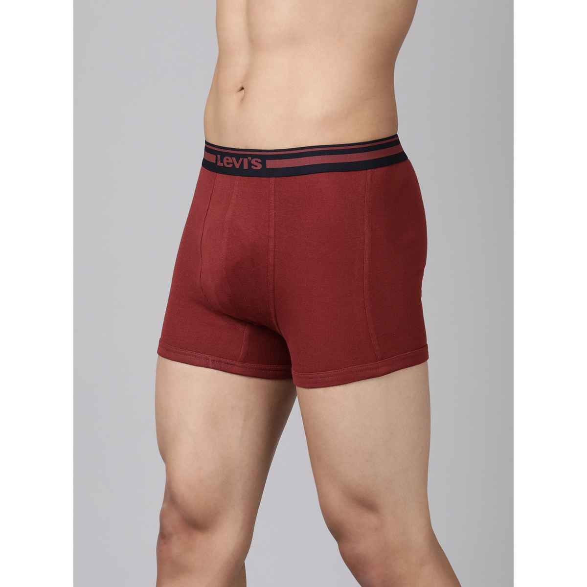 Levi's Innerwear Men's Solid Cotton Rib Ultrasoft Waistband | Black and Red - XL