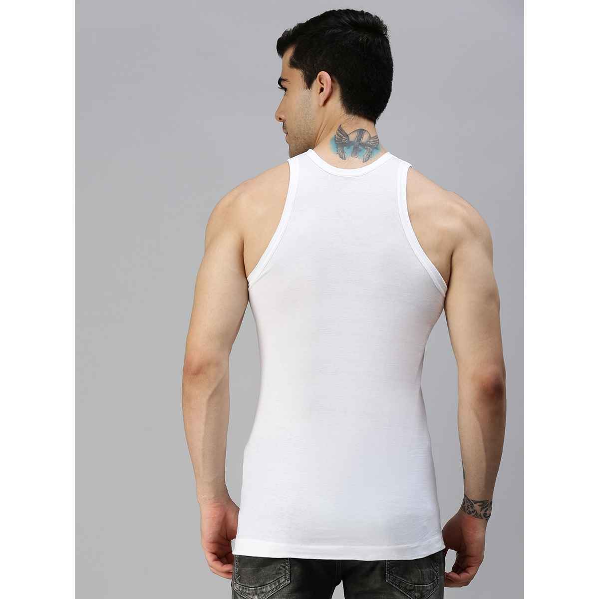 Lux Cozi Men's White Cotton Vest | White | 75