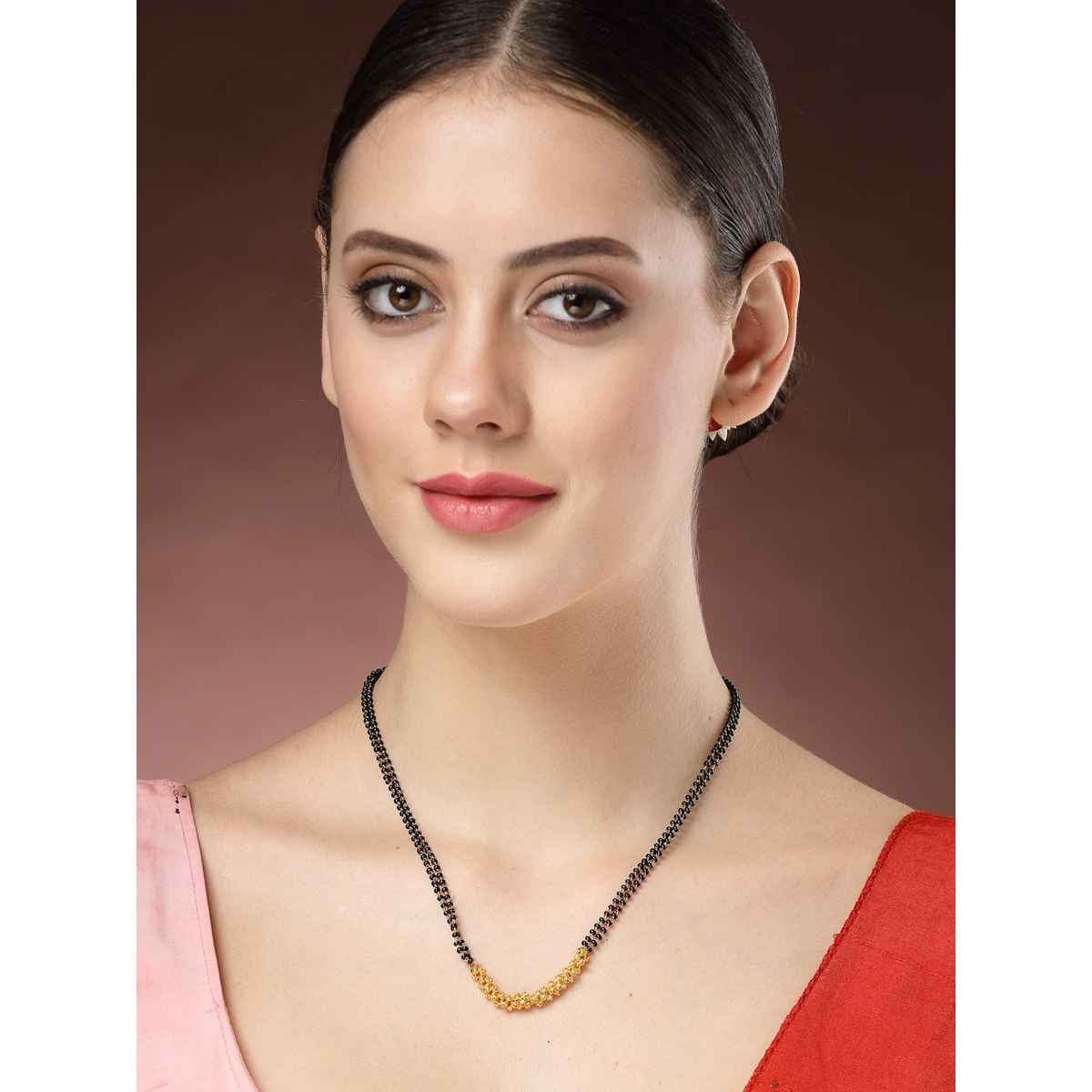 NVR Women's Gold - Plated Black Beaded Mangalsutra | NVR2724