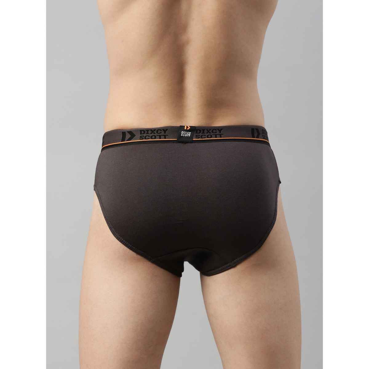 Dixcy Scott Men's Solid 100% Combed Cotton Mid Rise Outer Elastic Waistband Brief | Multicolour -XL