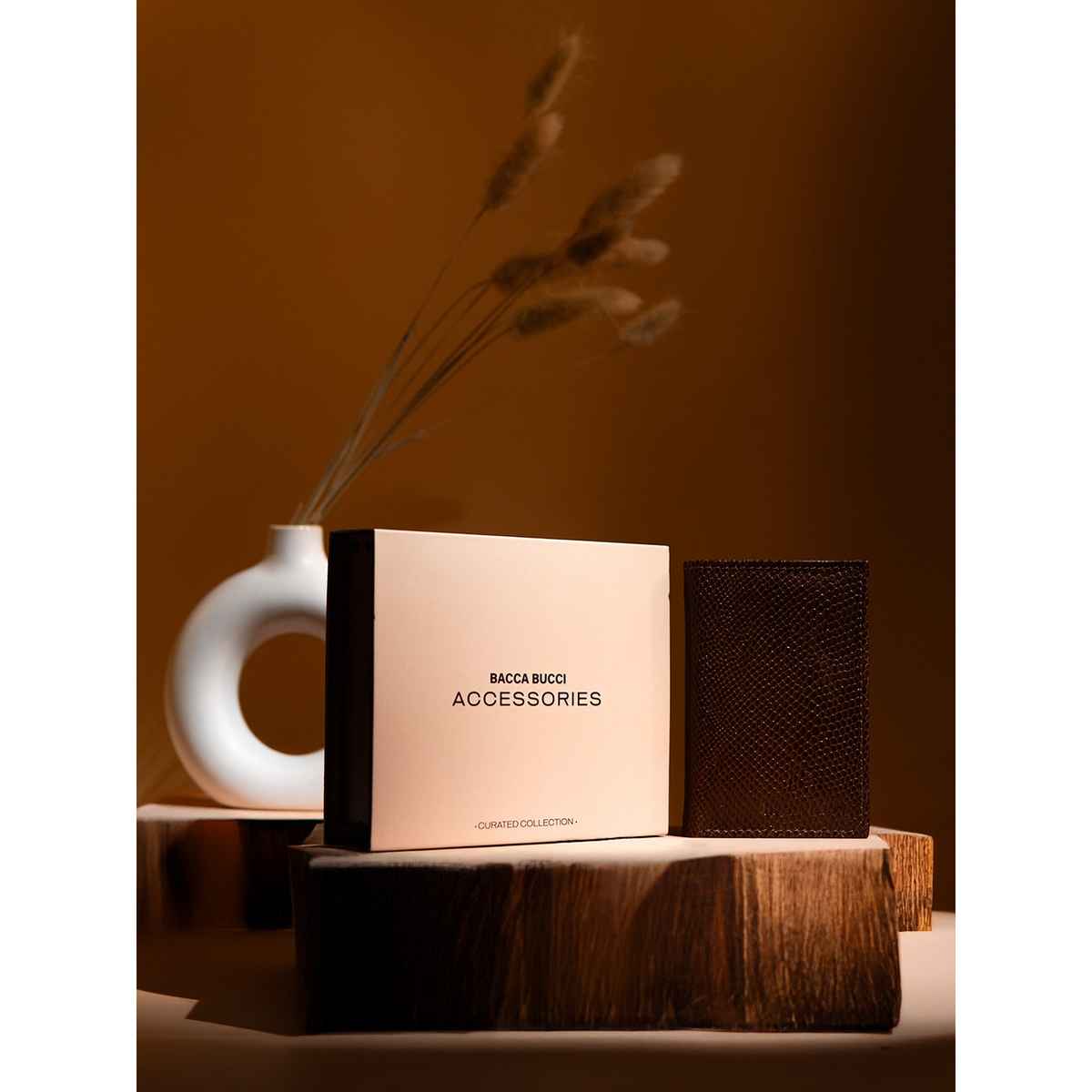 Bacca Bucci Men's Textured Genuine Leather Bi-Fold Wallet | Brown - Free Size