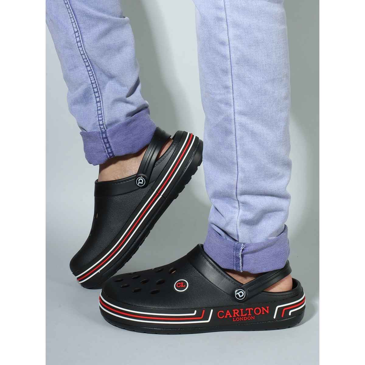 Carlton London Black Comfortable Men Clogs Shoes | UK 10