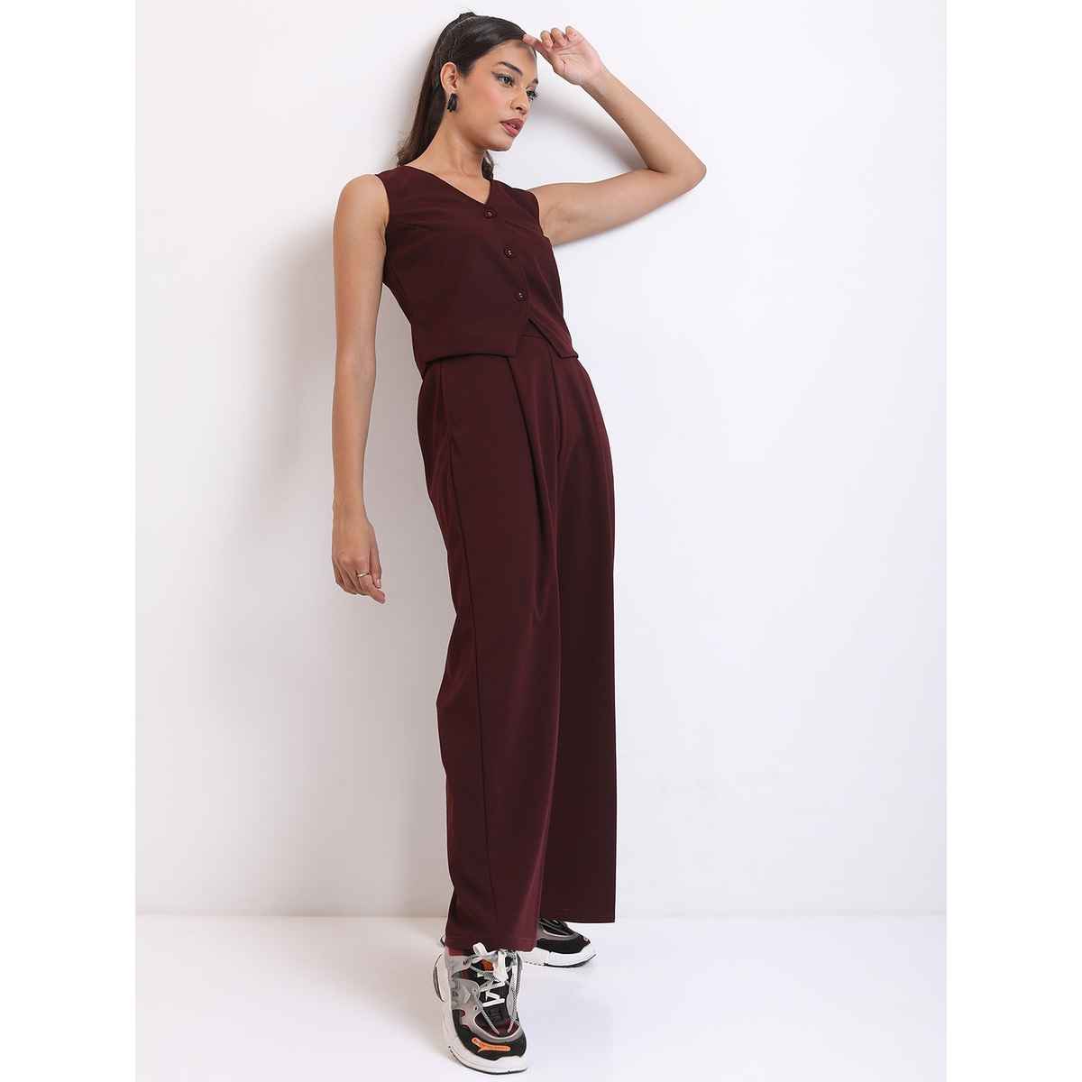 Ketch Women Waistcoat With Pant Co-ords | Purple | XL