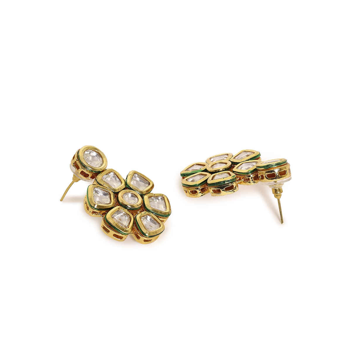 Priyaasi Dazzling Drop Earrings With Kundan And Floral Elegance