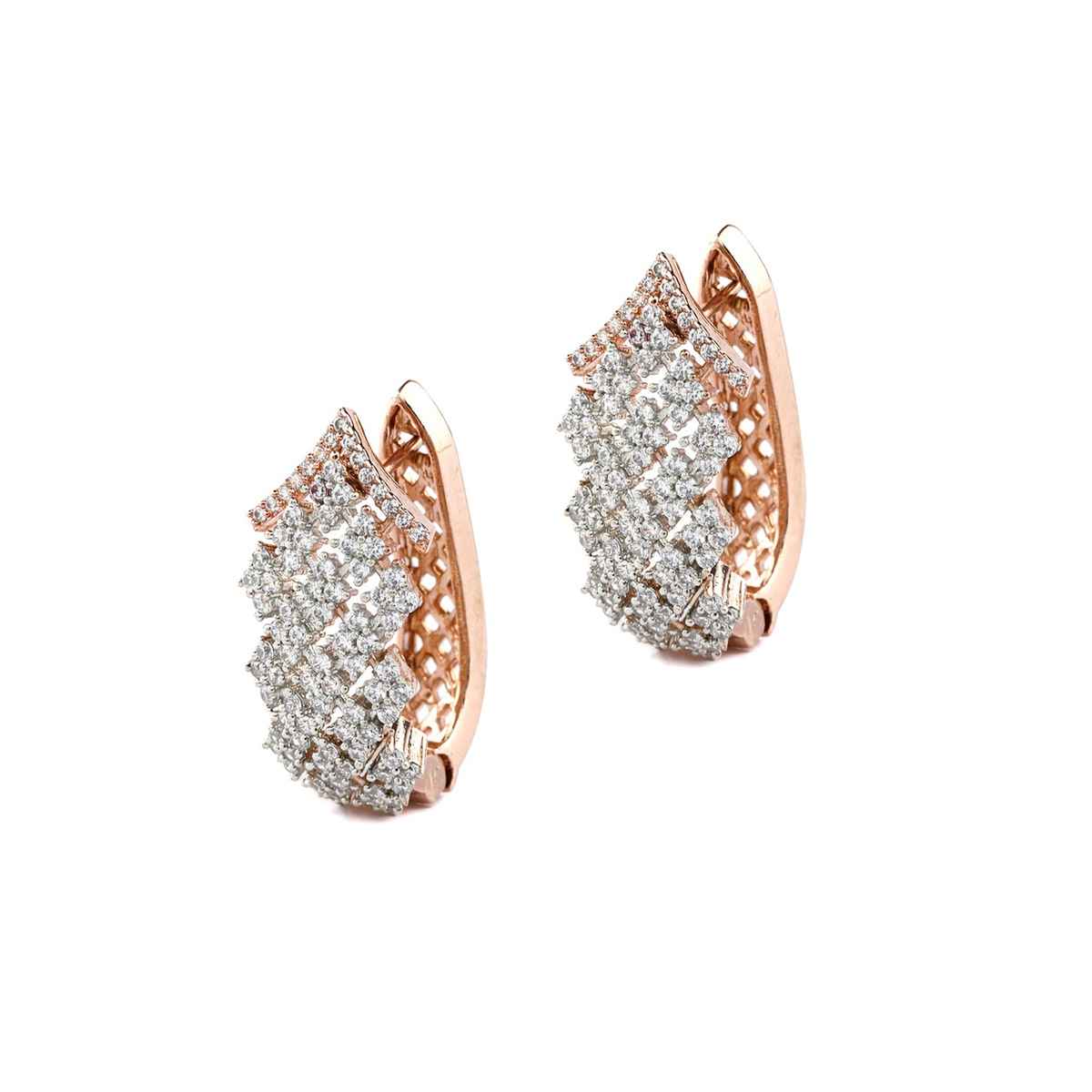 Priyaasi American Diamond Rose Gold Earrings