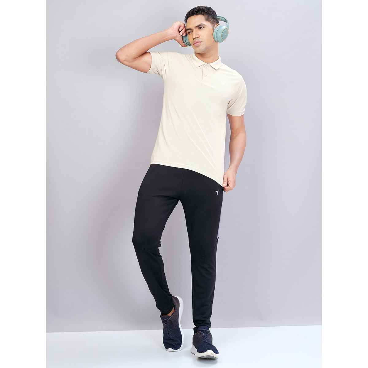 Technosport Men Poly Solid Slim Fit Sports Trackpants with TECHNO DRY | Black | XXL