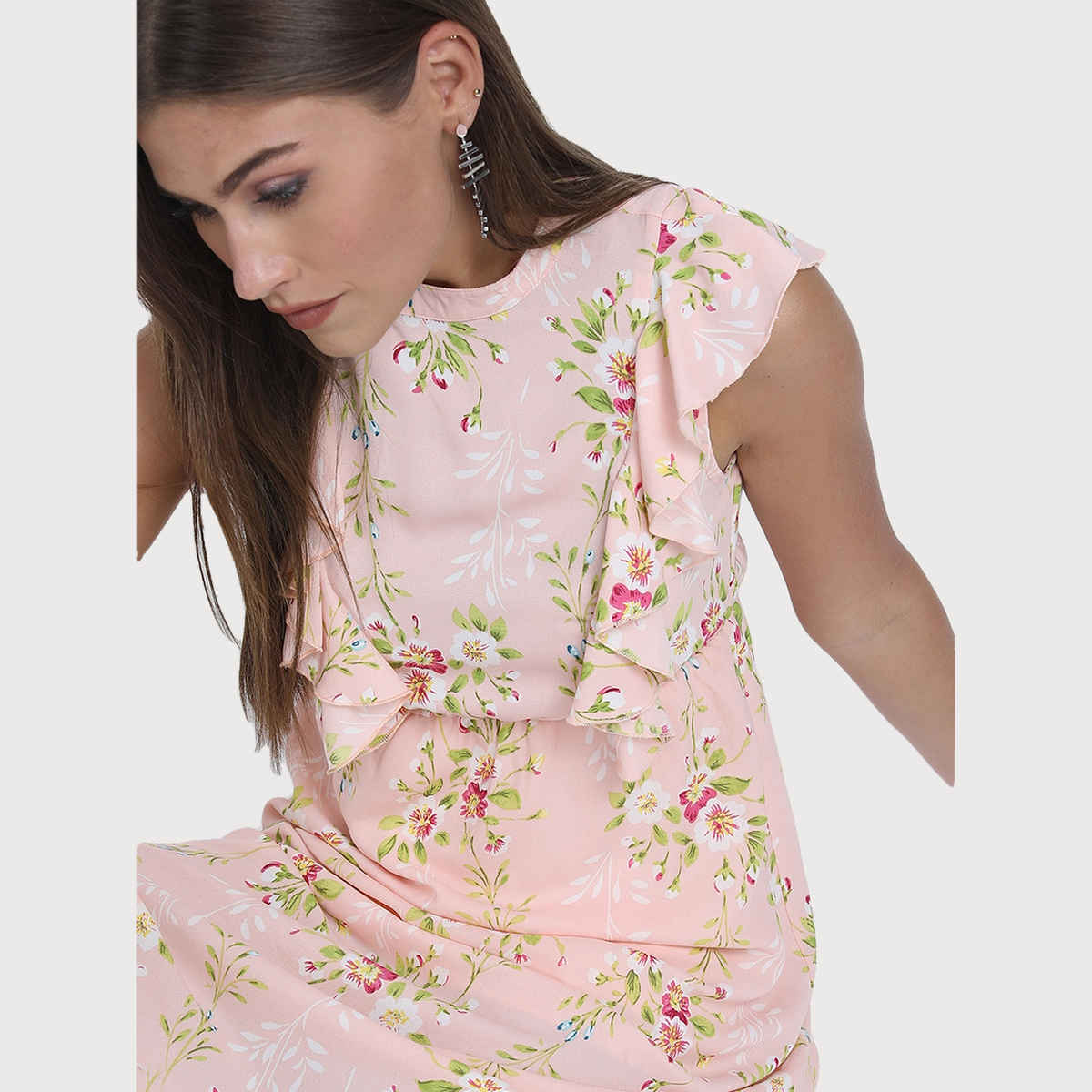 Tokyo Talkies Women's Floral Fit & Flare Dress | Light Pink - S