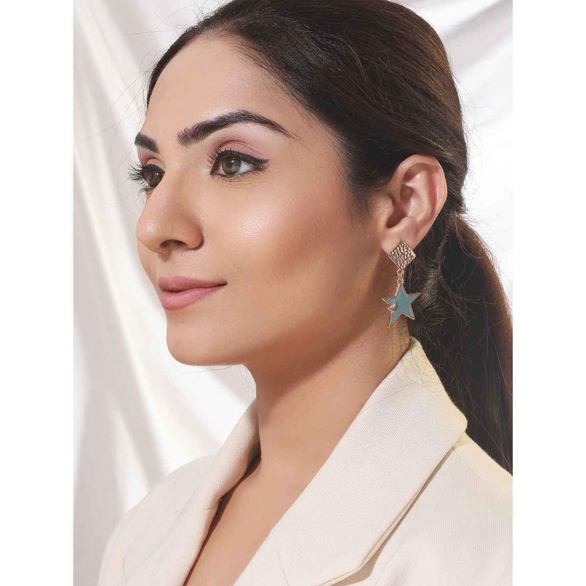 Priyaasi Round Black Rose Gold-Plated Stud Earrings