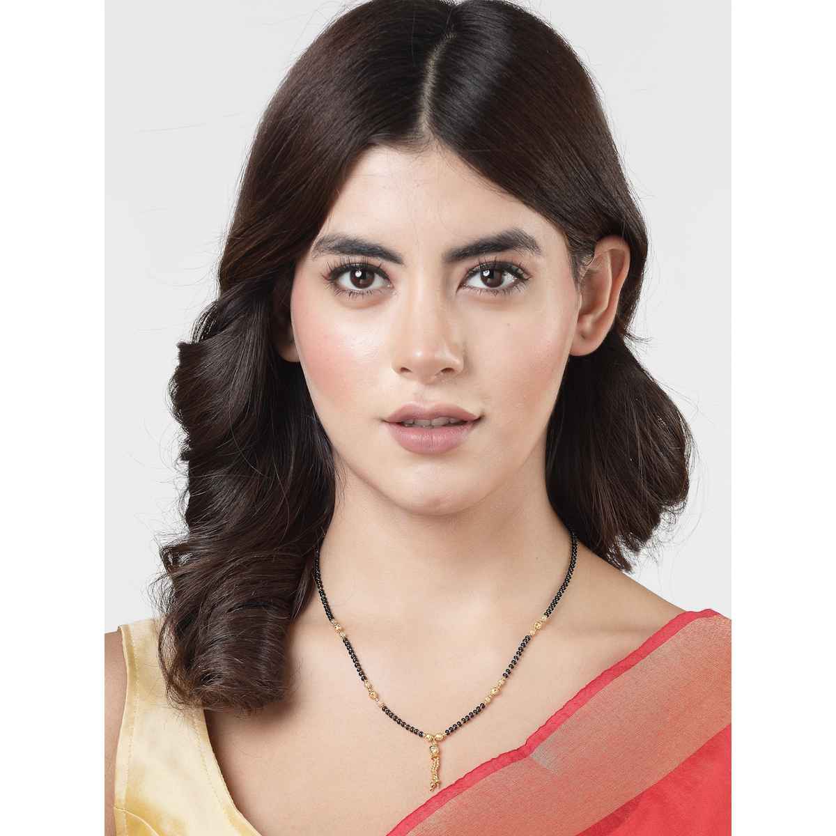 NVR Black Gold Plated Beaded Mangalsutra | NVR2144