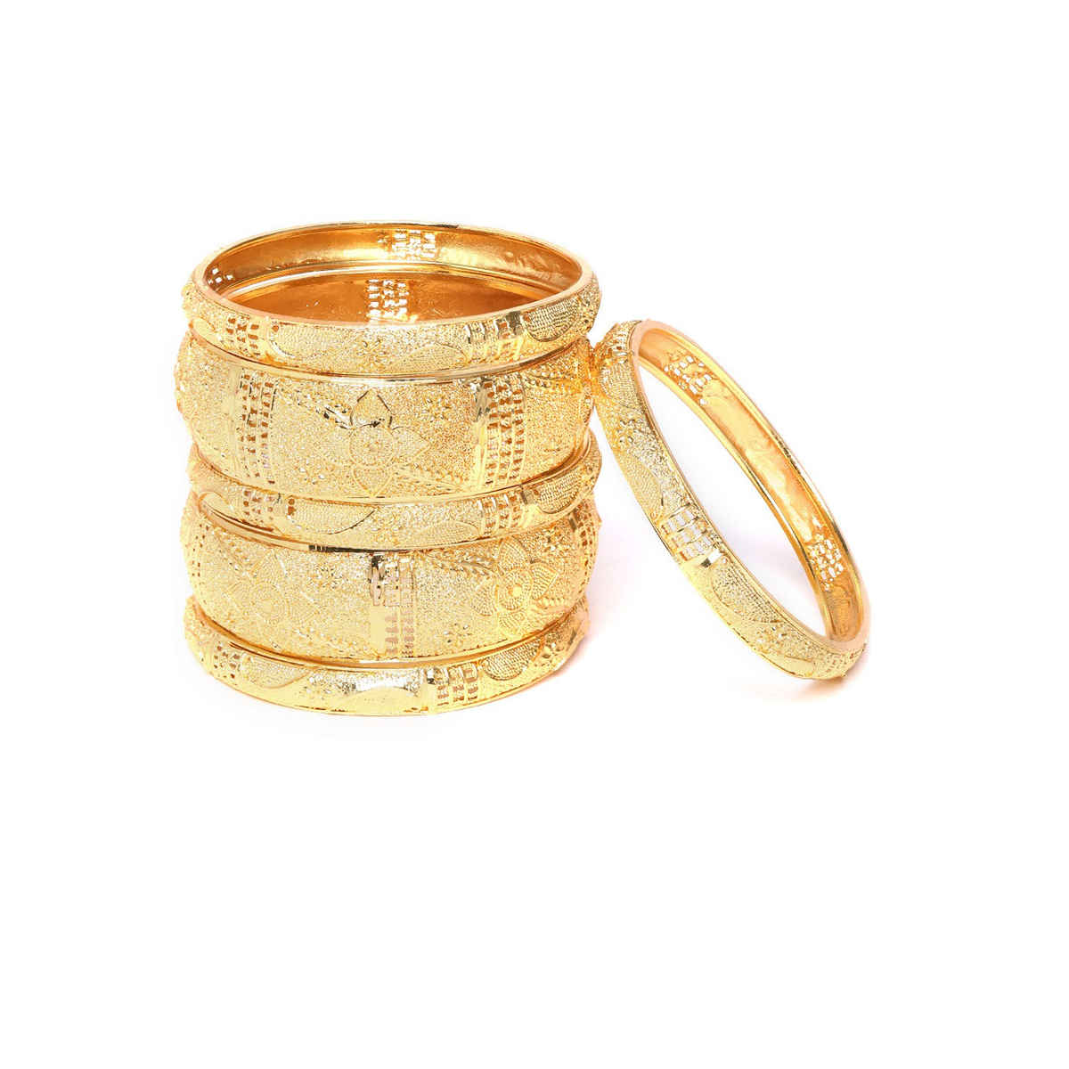Youbella Traditional 1 Gm Gold Jewellery Gold Plated Bangle Set For Women (Golden)(Ybbn - 91519 - 2.6)