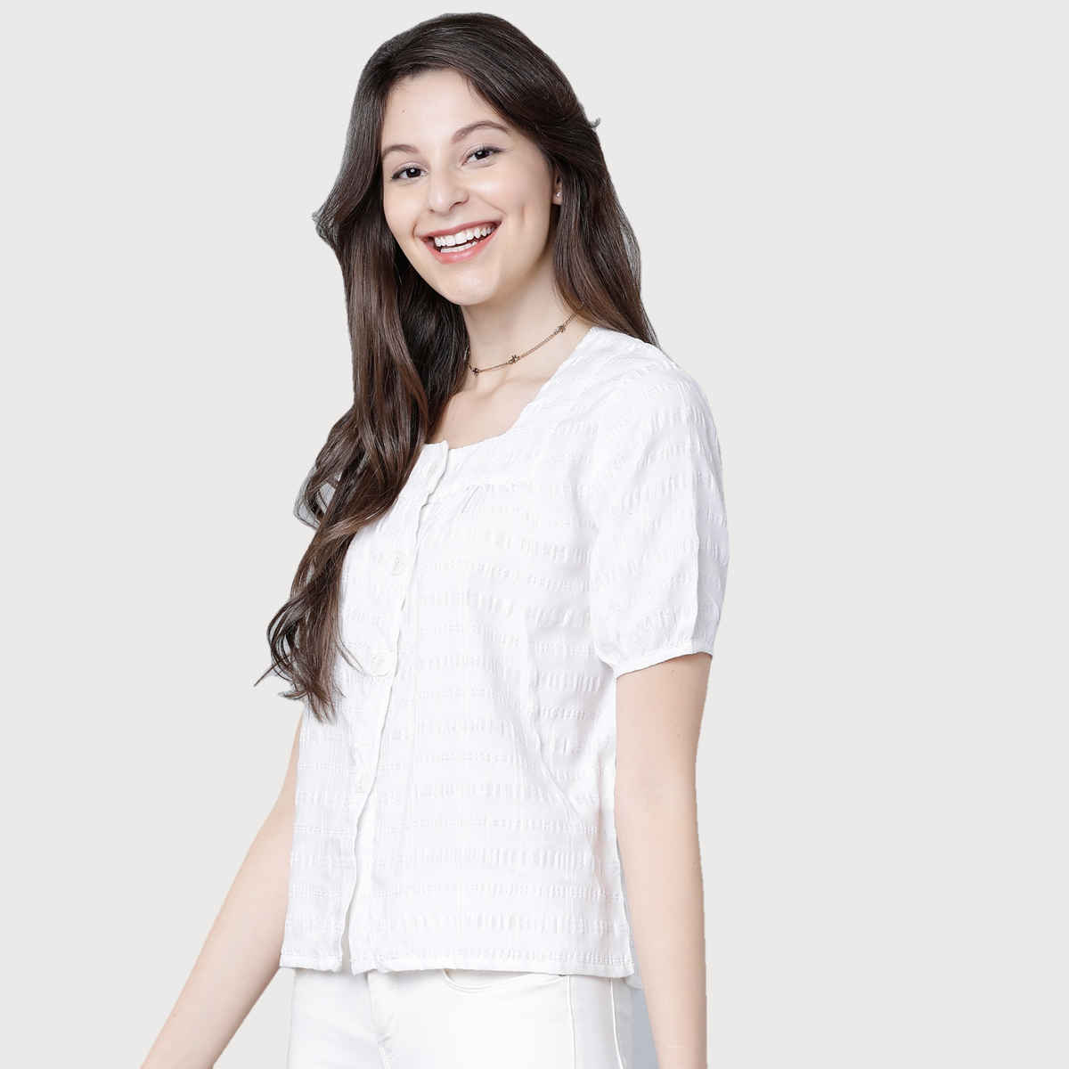 Tokyo Talkies Women's Striped Top | White - M