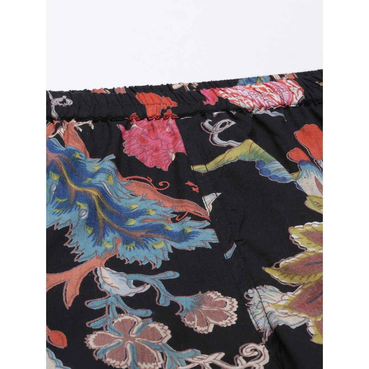 Sanskrutihomes Women Black And Pink Printed Night Suit - S