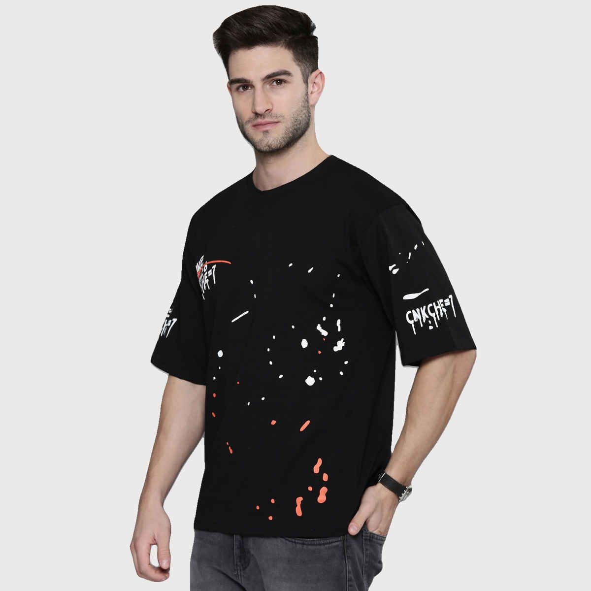 Smartees Men's Printed T-shirt | Style No 11 | Black - M
