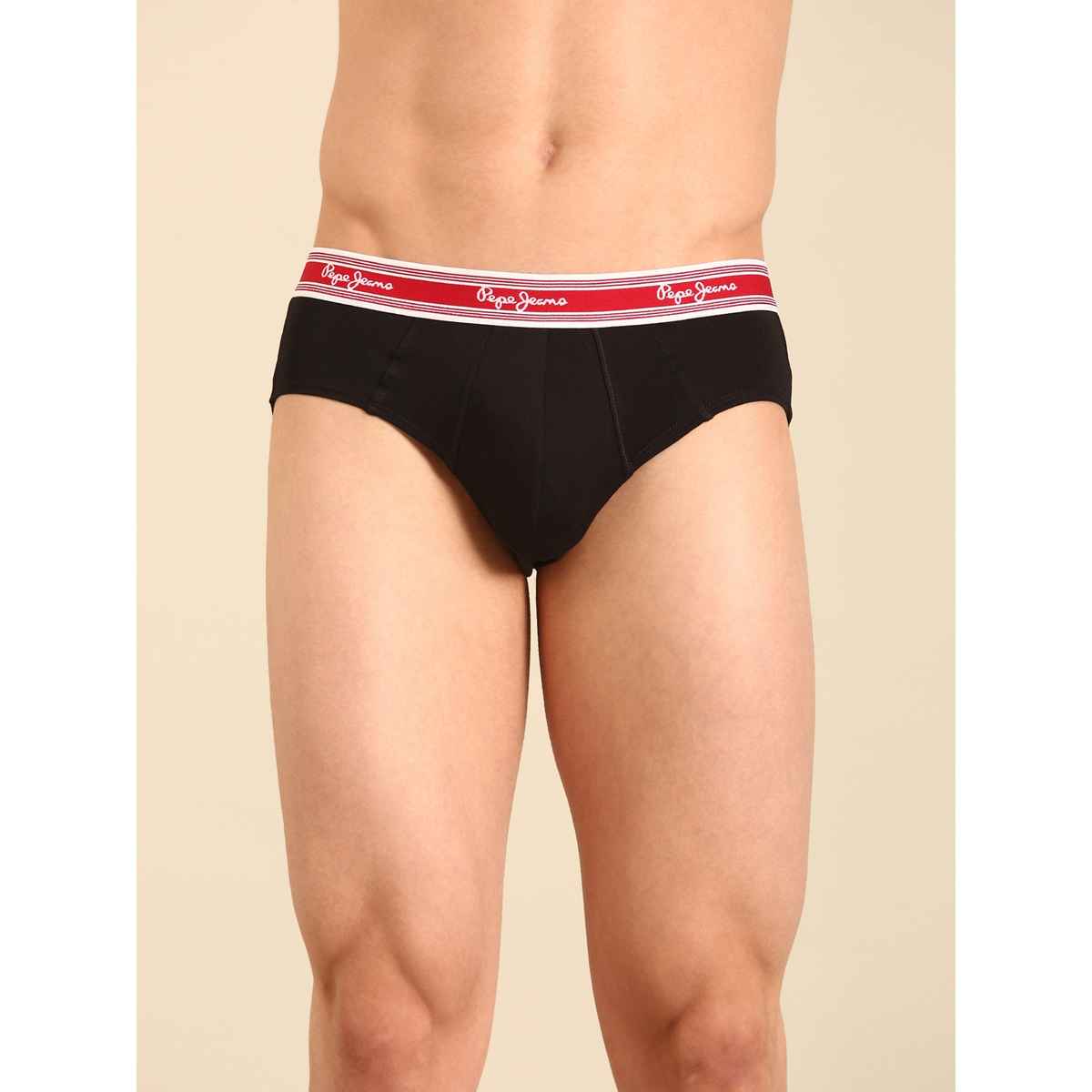 Pepe Jeans Mens Black 100% Cotton Solid Brief  - Pack of 1 (XXL) Comfort Fit, Soft Fabric