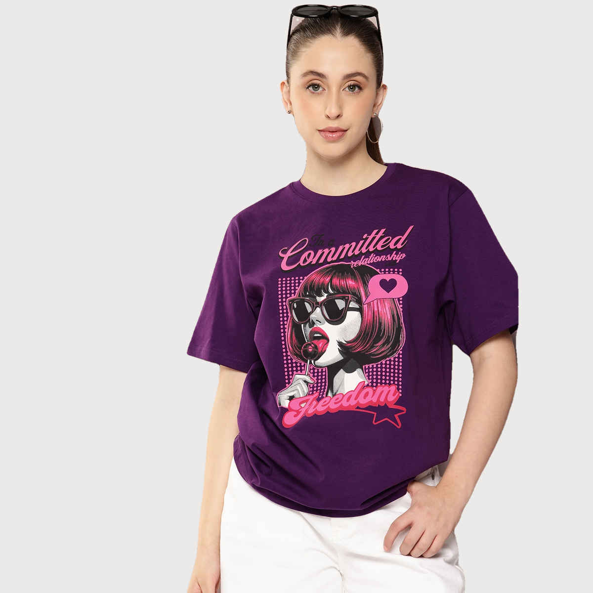 Dillinger Women's Oversized Printed T-shirt | WMNOVR046GRL | Lavender - M