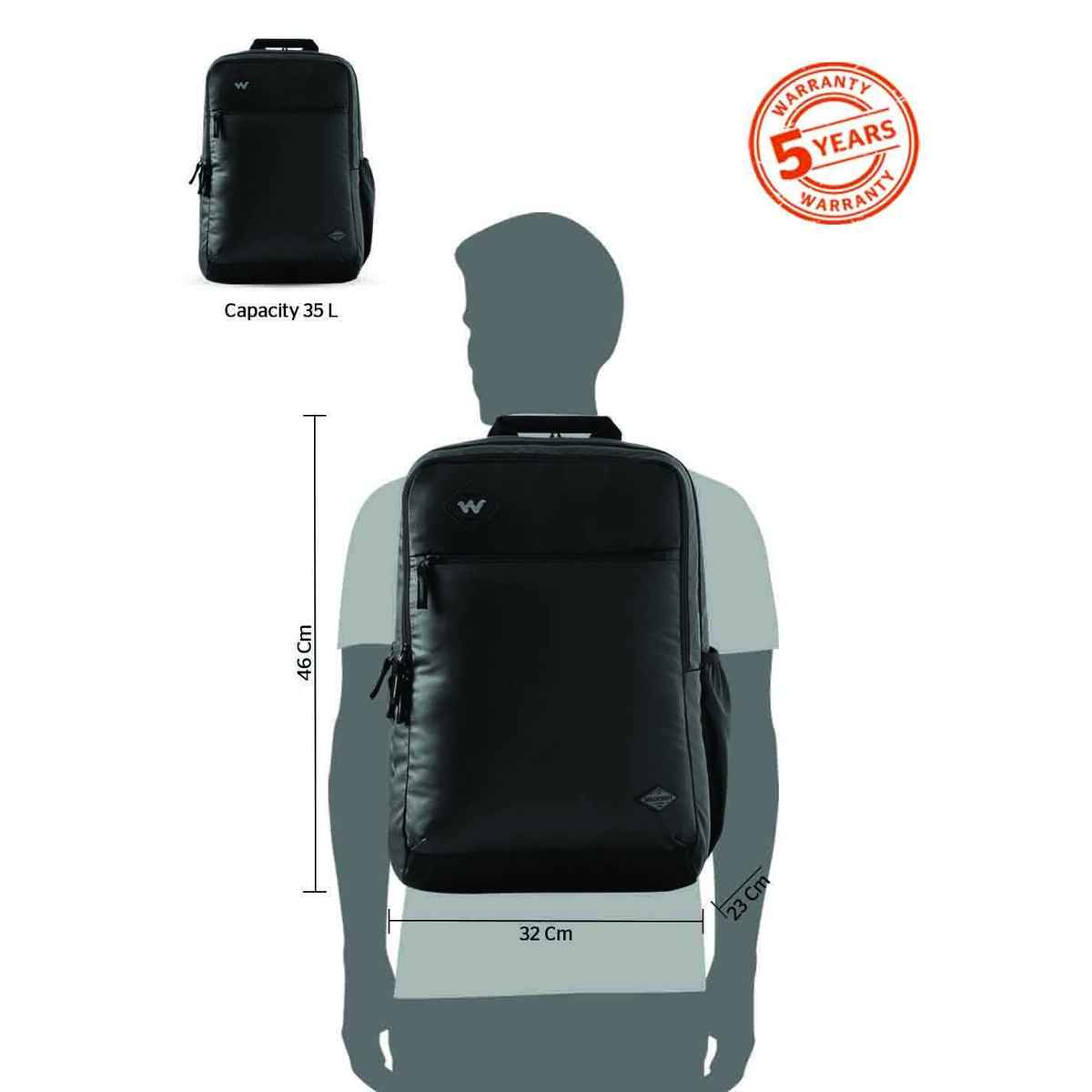 Wildcraft Unisex Polyester 35 L Padded Grab Handle Backpack | Black