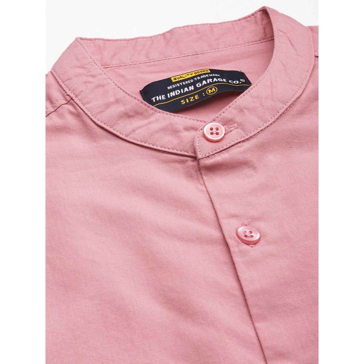 The Indian Garage Co Men's Regular Fit Solid Casual Shirt | Pink - XL