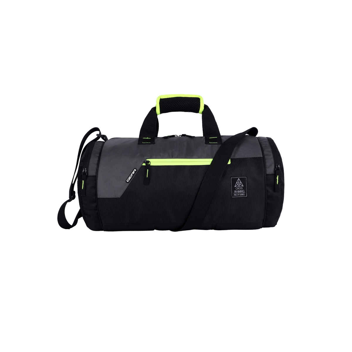 Gear Unisex Solid Polyester 22 L Top Handle Duffle Bag | Black and Grey
