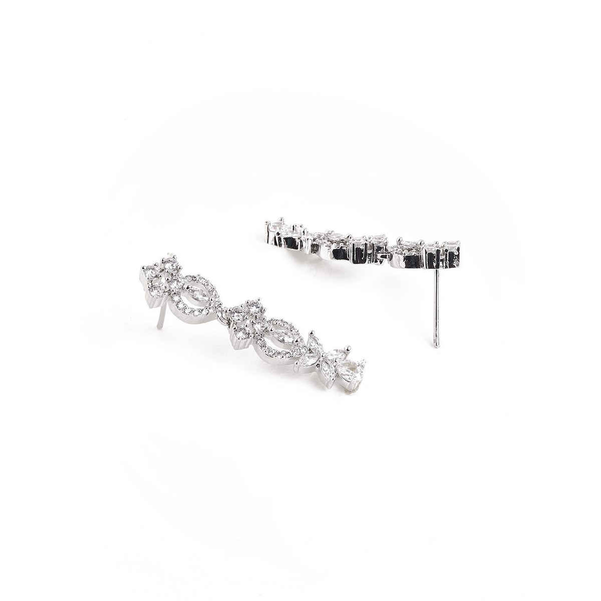 Priyaasi Silver Plated American Diamond Stone Studded Jewellery Set