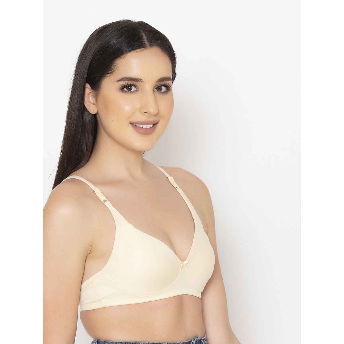 Clovia Women Non-Padded Non-Wired Full Cup T-Shirt Bra - Beige, Light Pink | 32D