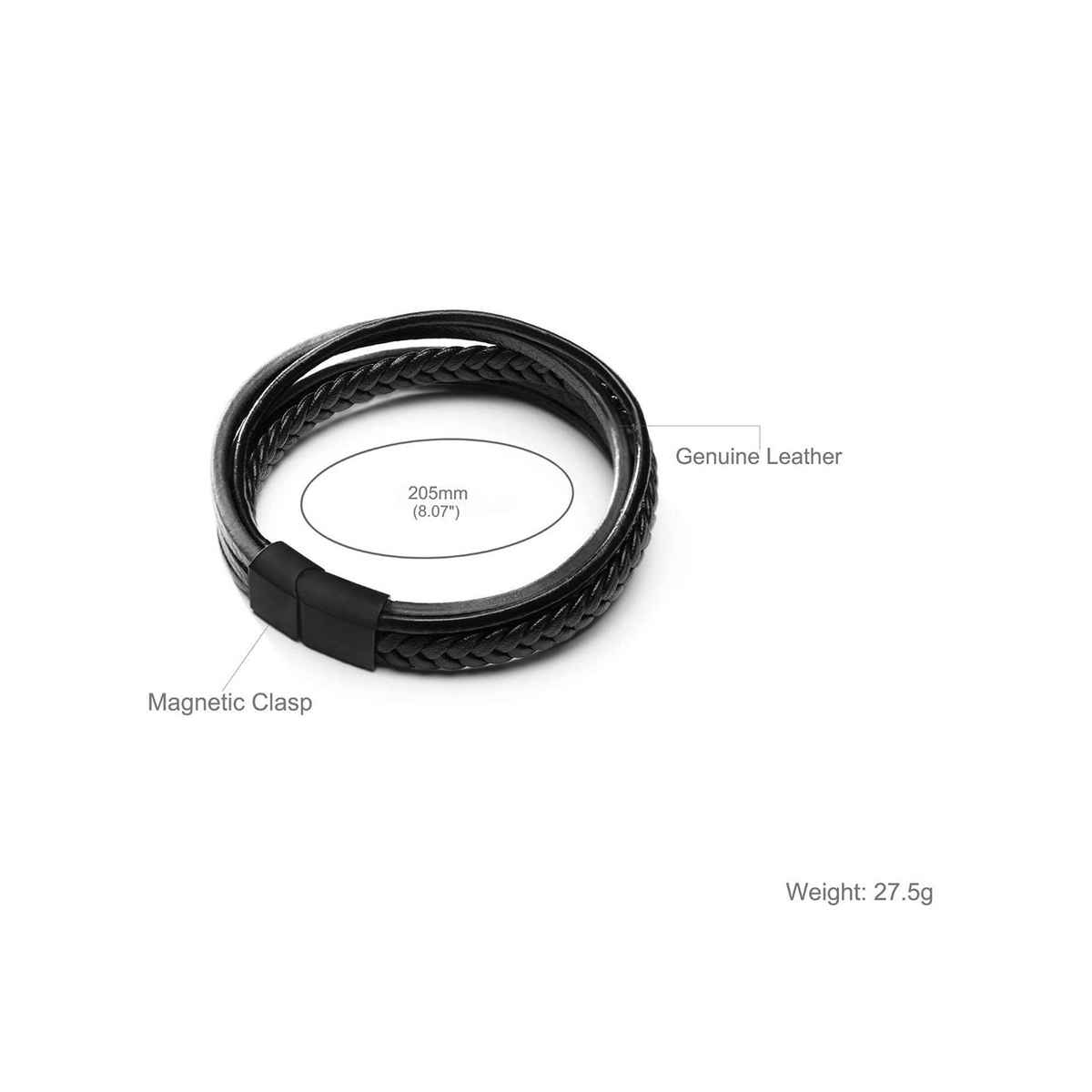 YouBella Bracelets for Men and Boys Black Leather Bracelet (YBBN - 92148)