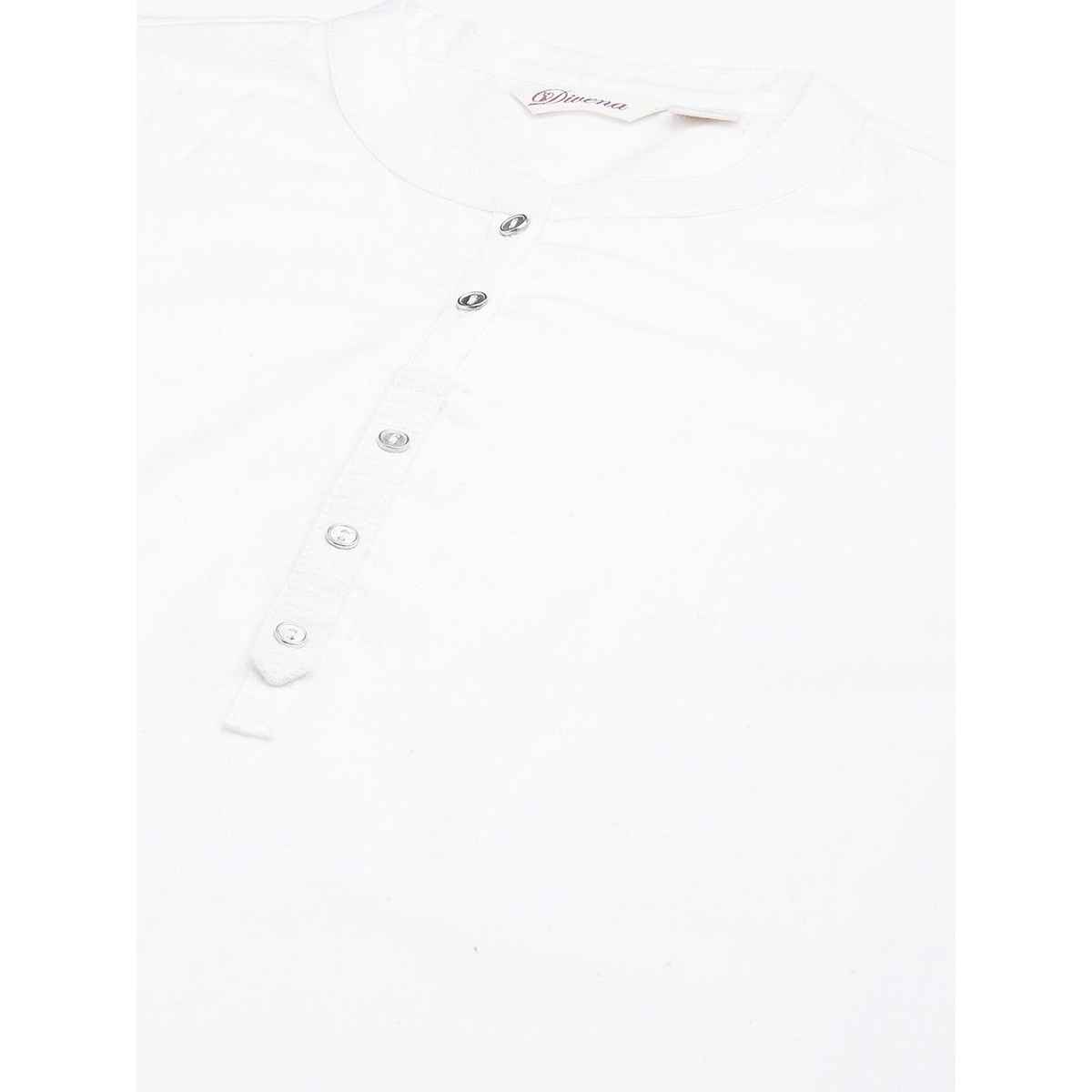 Divena women's White Solid Pure Cotton Straight Kurta DK0567 | M