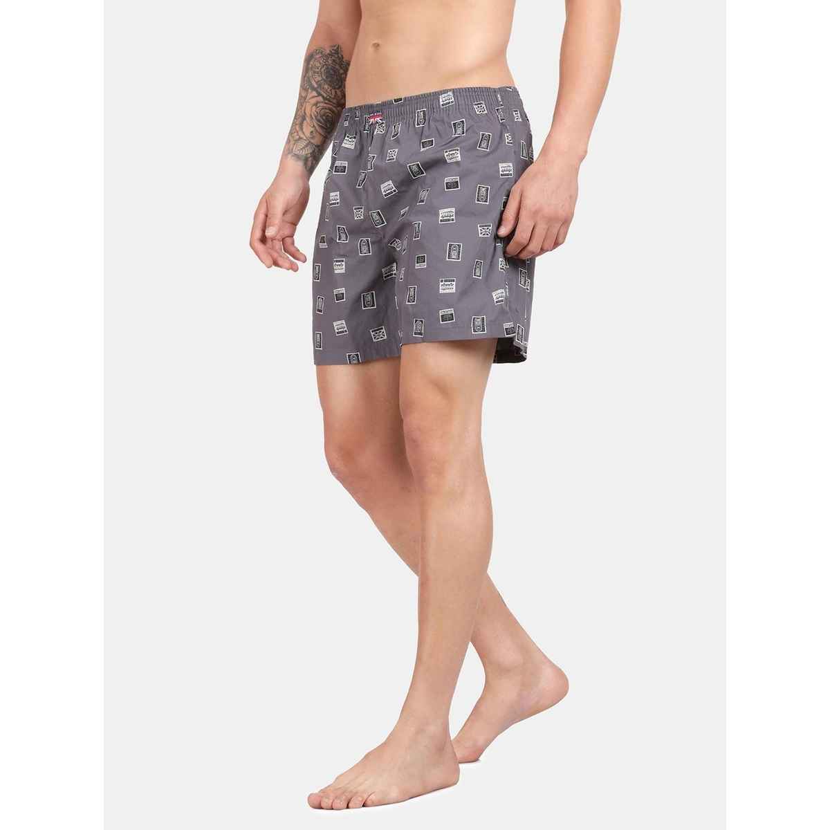 Pepe Jeans Mens Dark Grey AOP 100% Cotton Printed Boxer  - Pack of 1 (XL) Comfort Fit, Soft Fabric