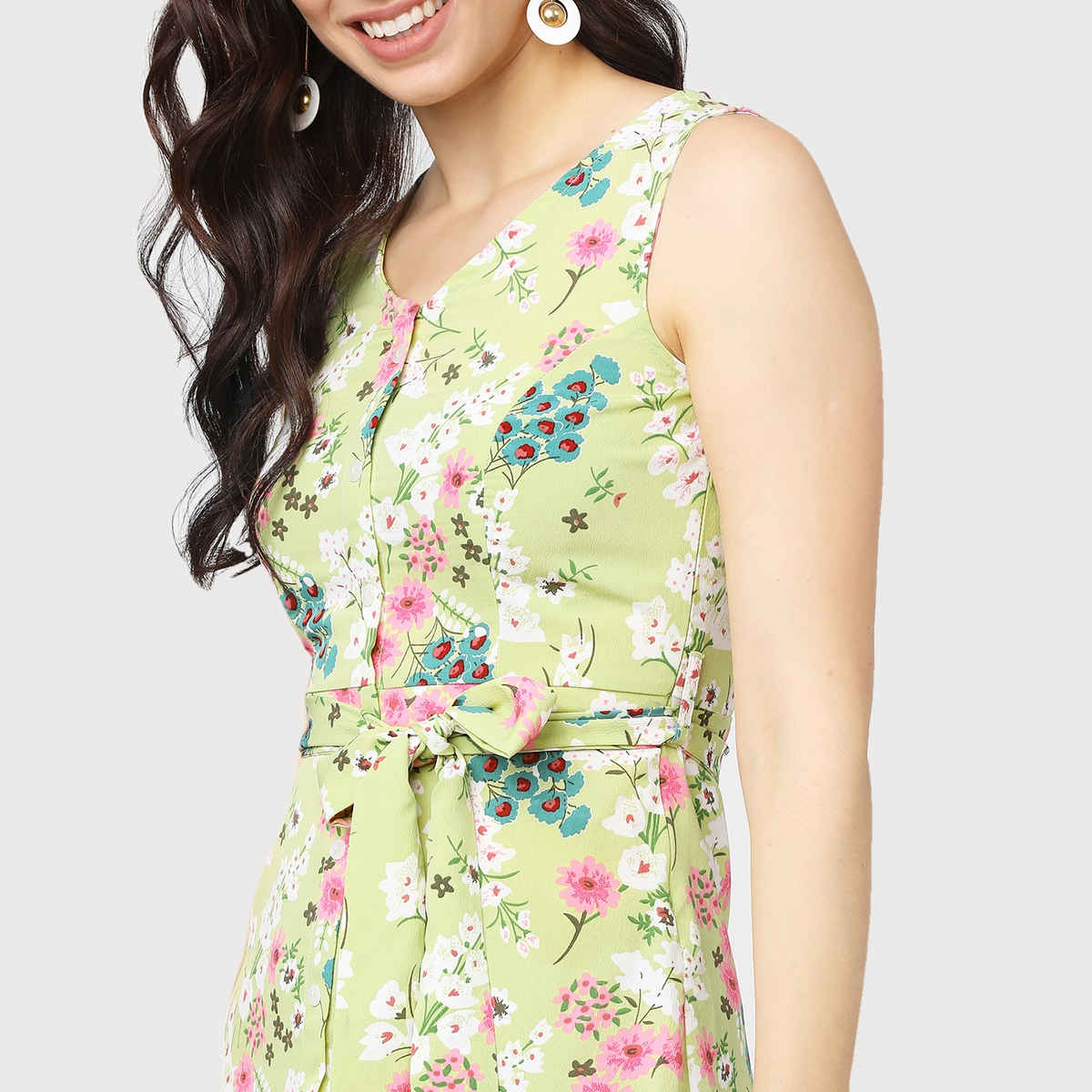 Tokyo Talkies Women's Floral A-Line Midi Dress | Green - M